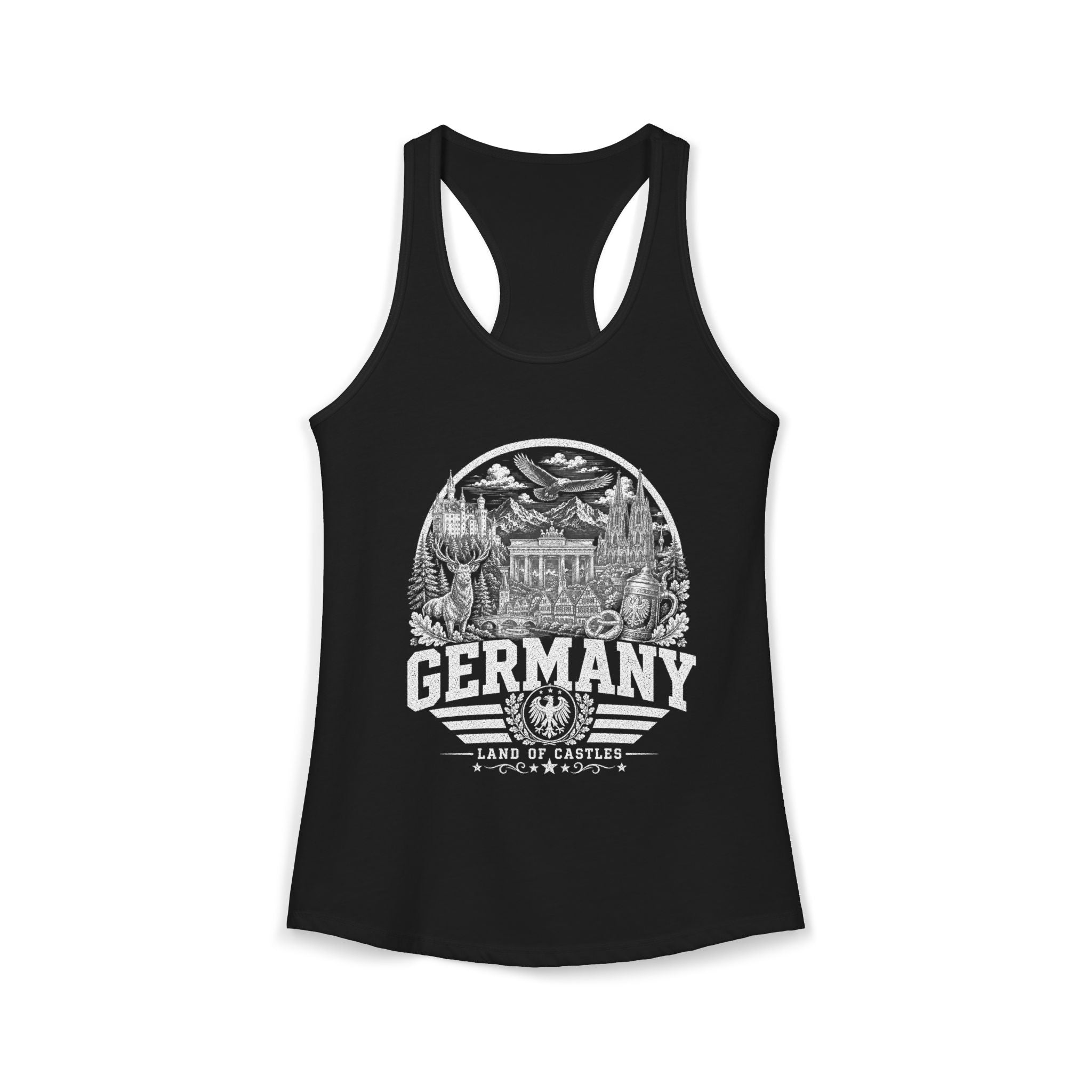 Germany vintage landmarks tank top — iconic landmark design | Nameshi Destinations (view 2)