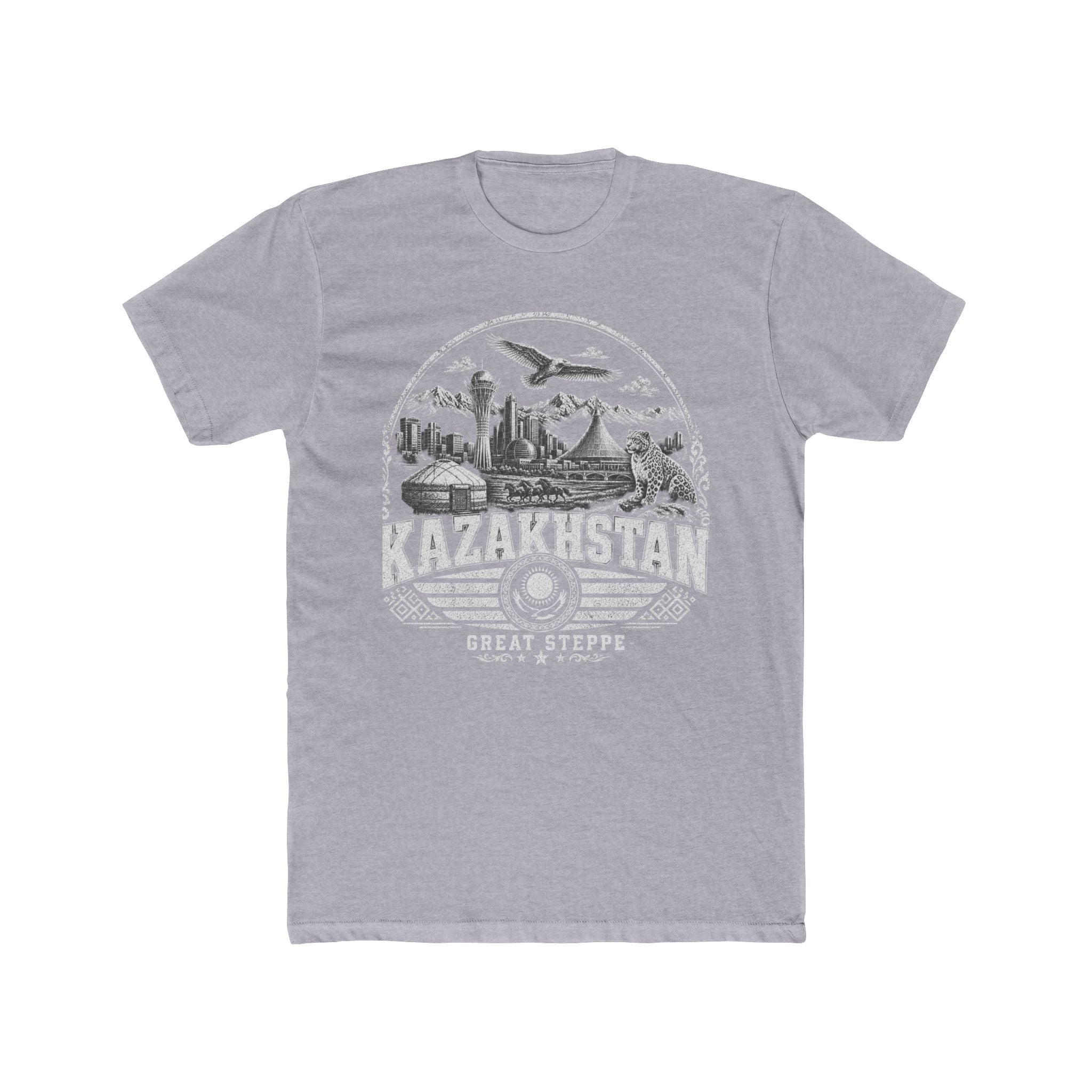 Kazakhstan vintage landmarks men's tee — iconic landmark design | Nameshi Destinations (view 3)