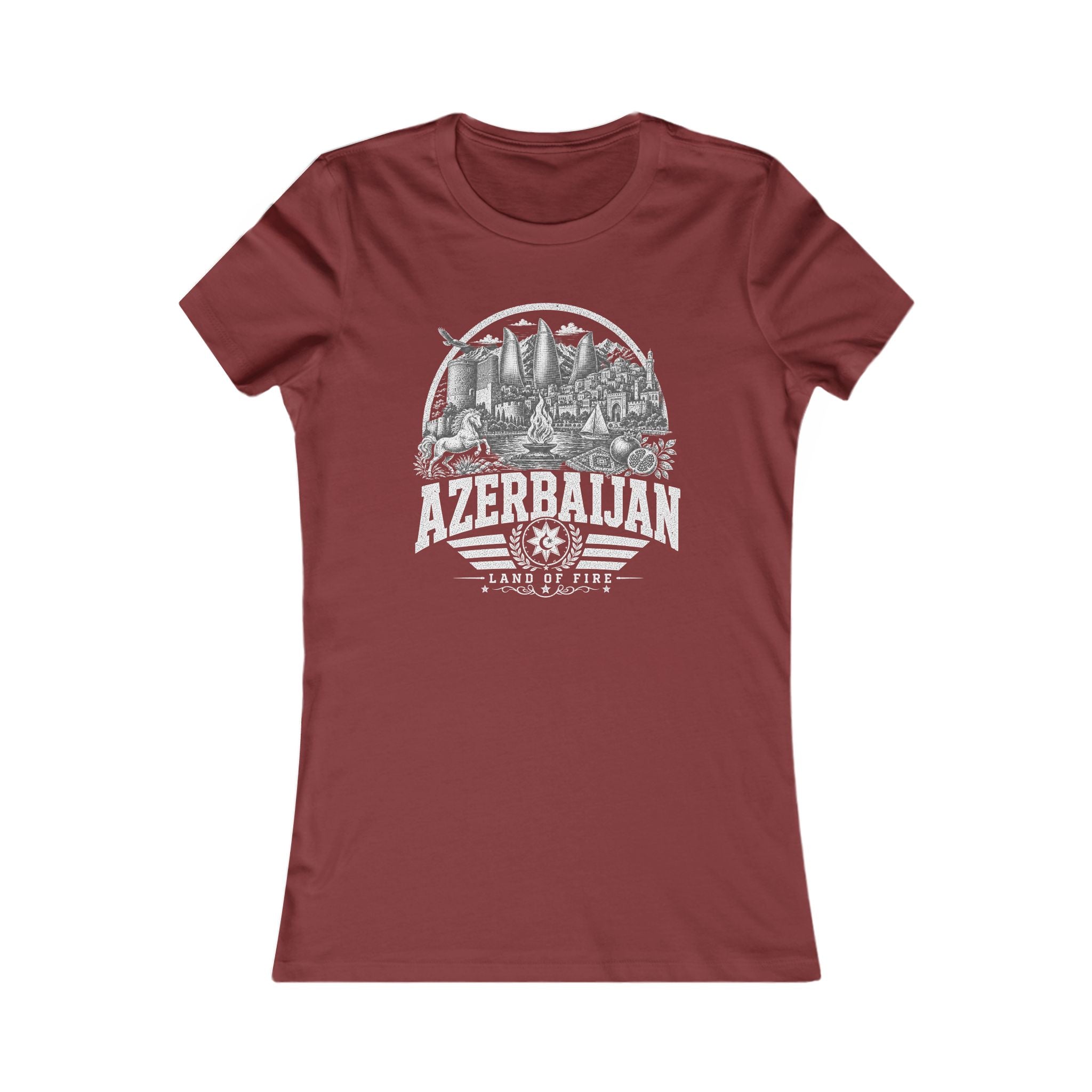 Azerbaijan vintage landmarks women's tee — iconic landmark design | Nameshi Destinations (view 14)