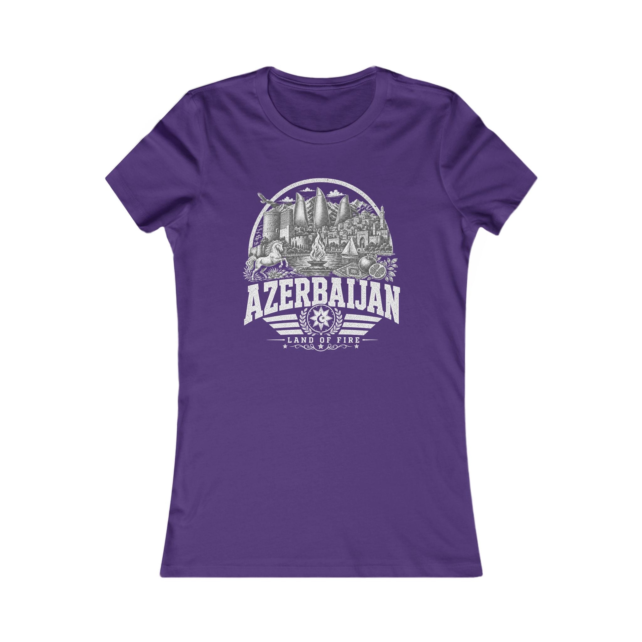 Azerbaijan vintage landmarks women's tee — iconic landmark design | Nameshi Destinations (view 6)