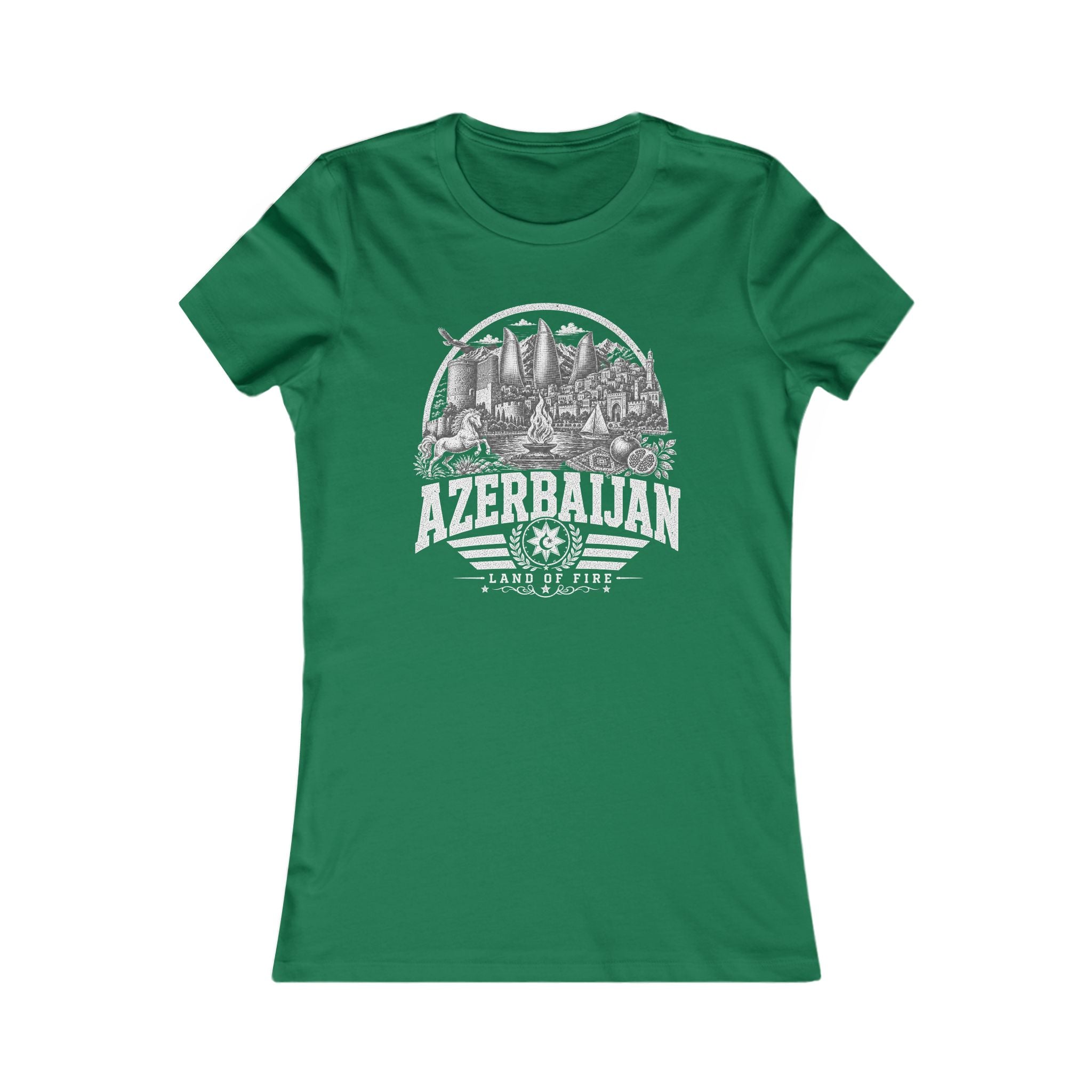 Azerbaijan vintage landmarks women's tee — iconic landmark design | Nameshi Destinations (view 1)