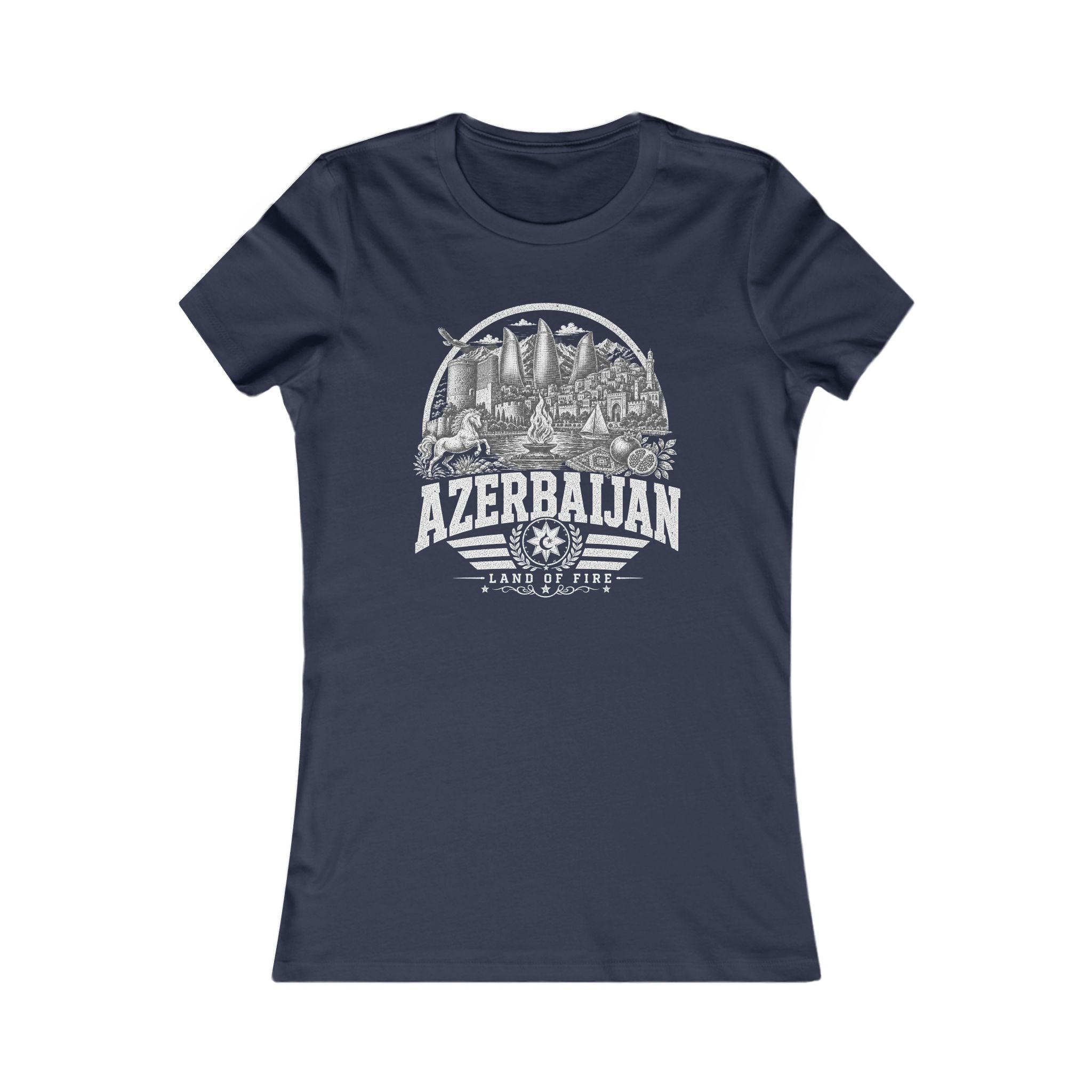 Azerbaijan vintage landmarks women's tee — iconic landmark design | Nameshi Destinations (view 5)