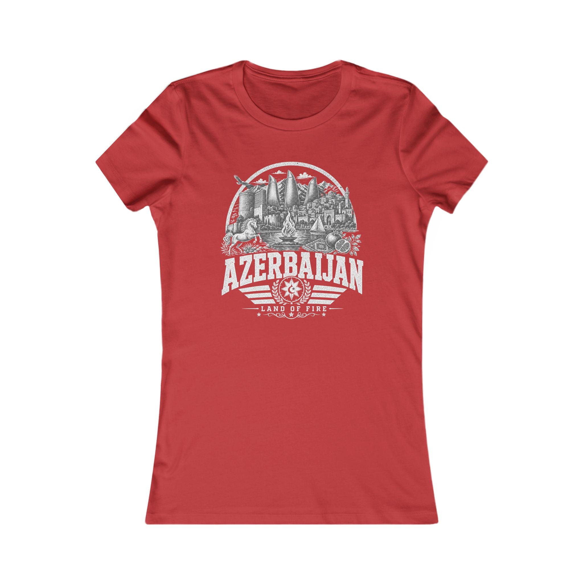 Azerbaijan vintage landmarks women's tee — iconic landmark design | Nameshi Destinations (view 9)