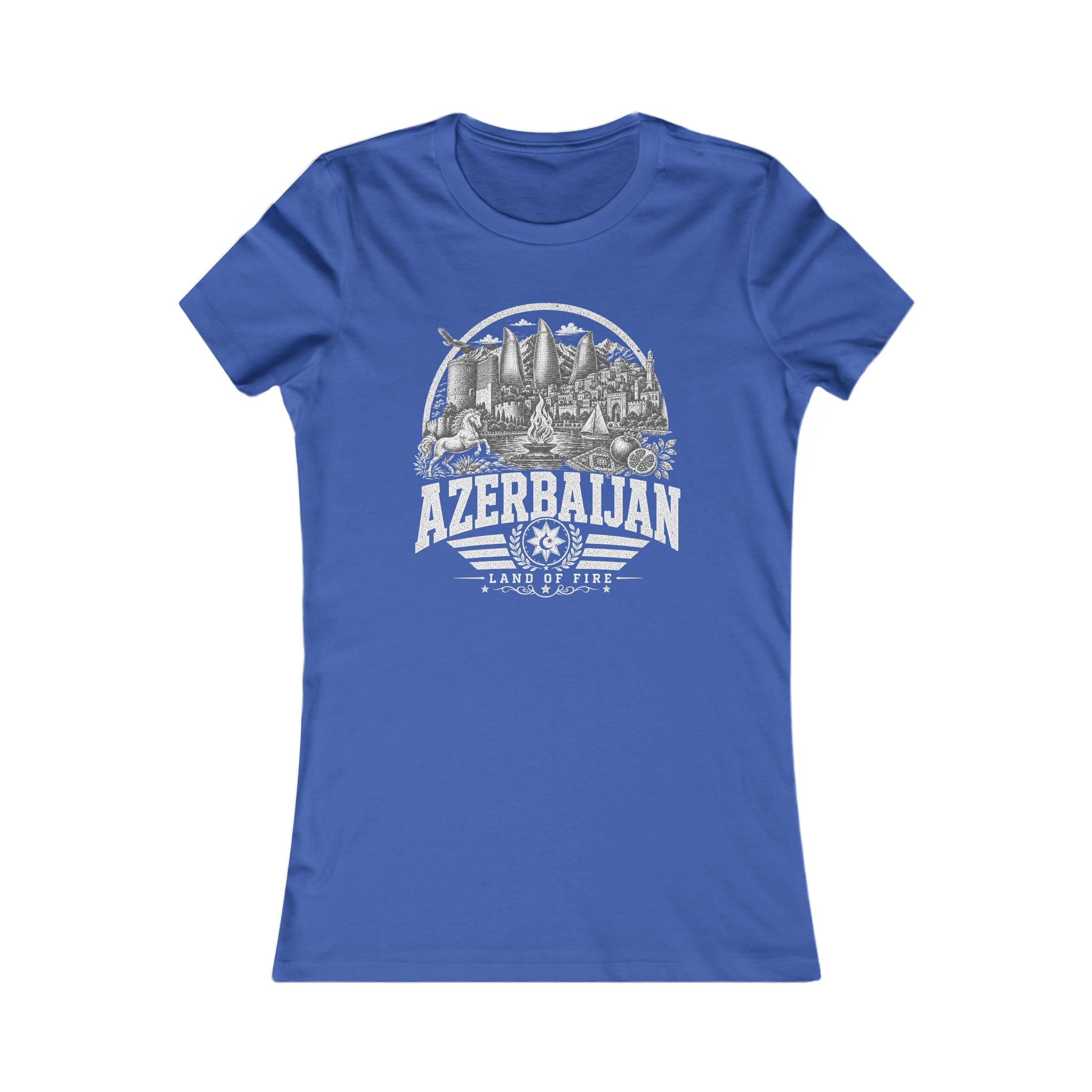Azerbaijan vintage landmarks women's tee — iconic landmark design | Nameshi Destinations (view 3)