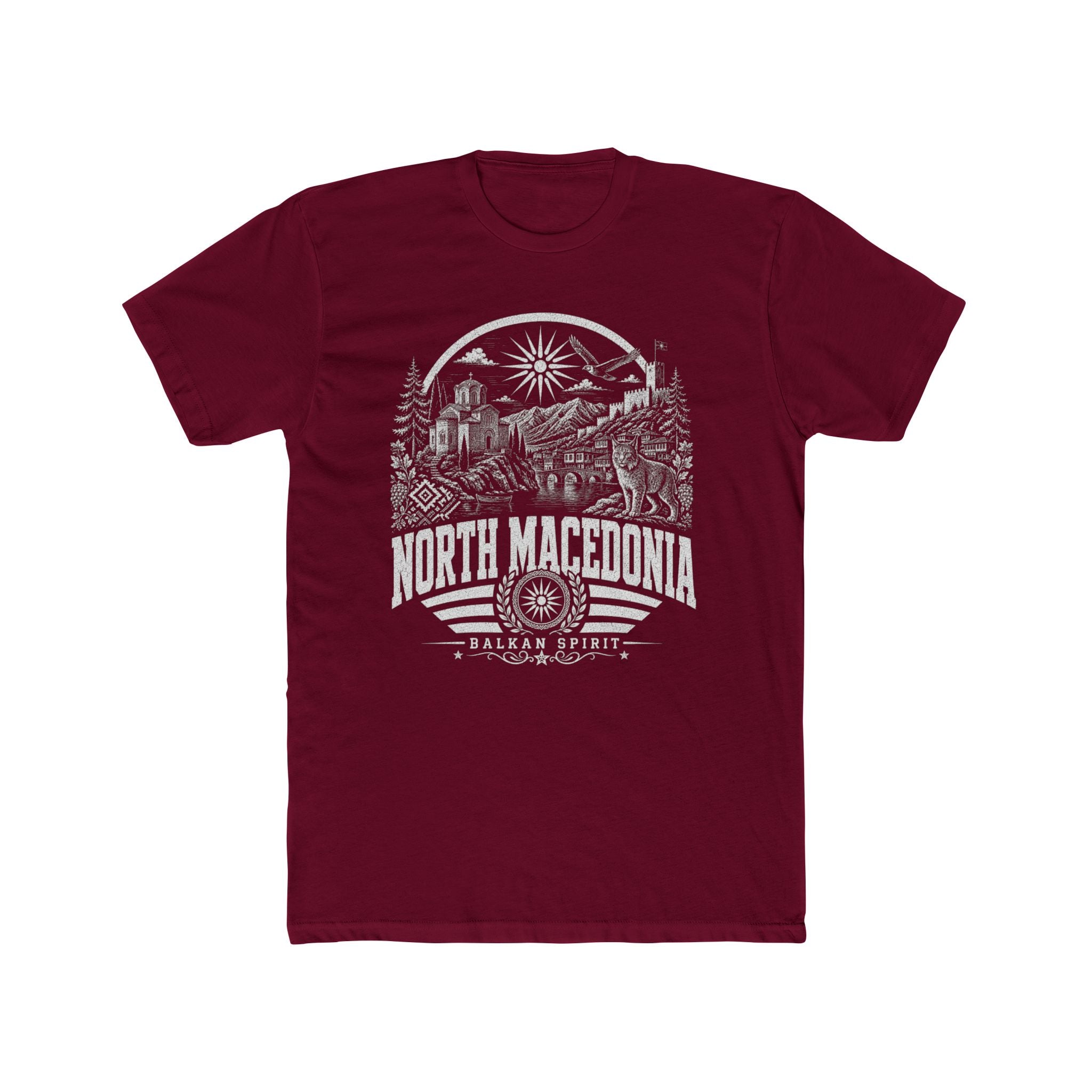 North Macedonia vintage landmarks men's tee — iconic landmark design | Nameshi Destinations (view 14)