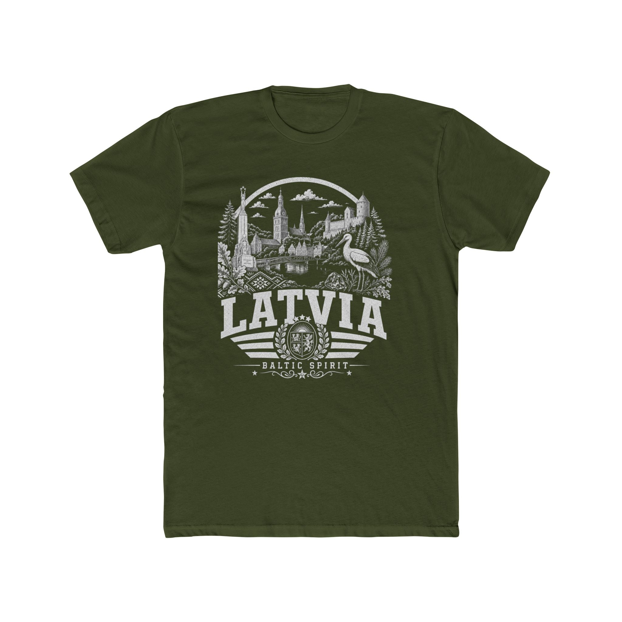 Latvia vintage landmarks men's tee — iconic landmark design | Nameshi Destinations (view 4)