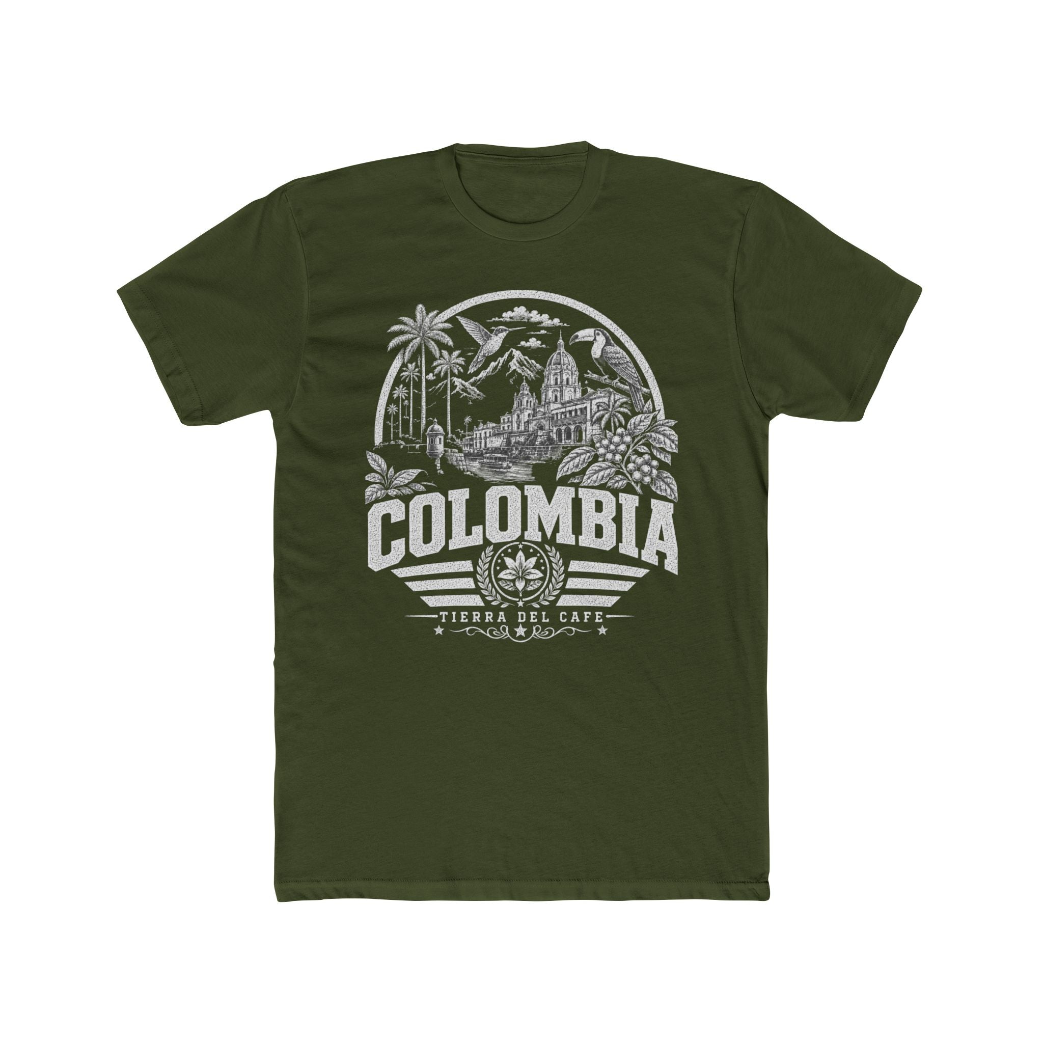 Colombia vintage landmarks men's tee — iconic landmark design | Nameshi Destinations (view 4)