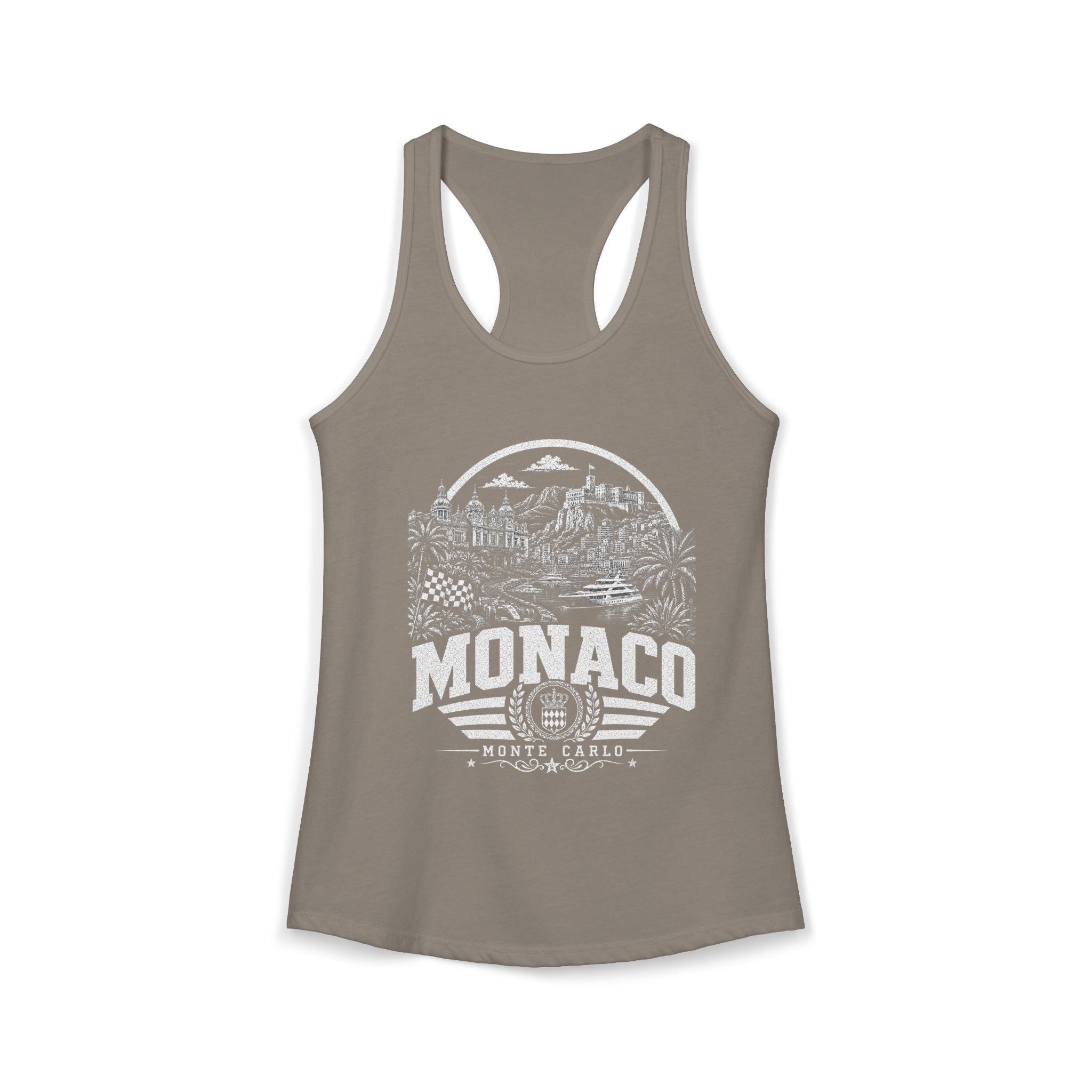 Monaco vintage landmarks tank top — iconic landmark design | Nameshi Destinations (view 4)