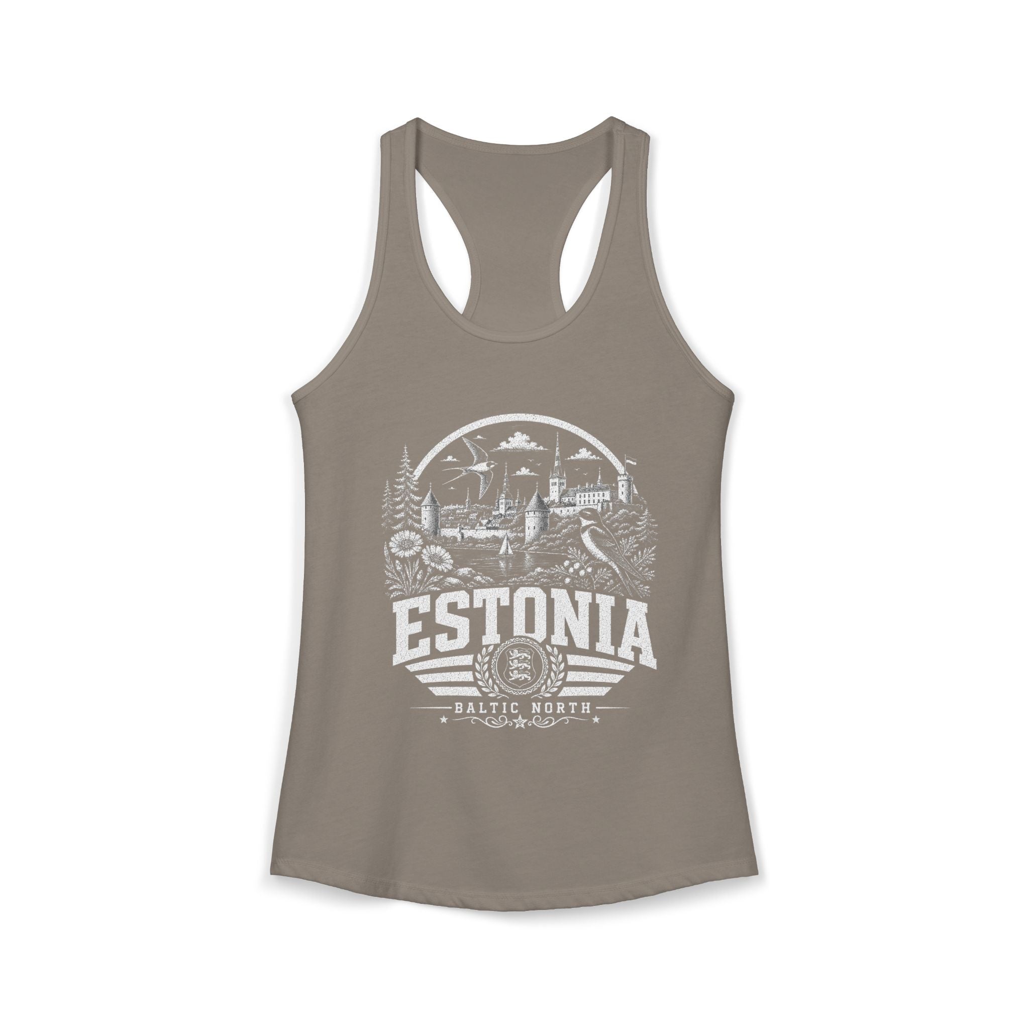 Estonia vintage landmarks tank top — iconic landmark design | Nameshi Destinations (view 4)
