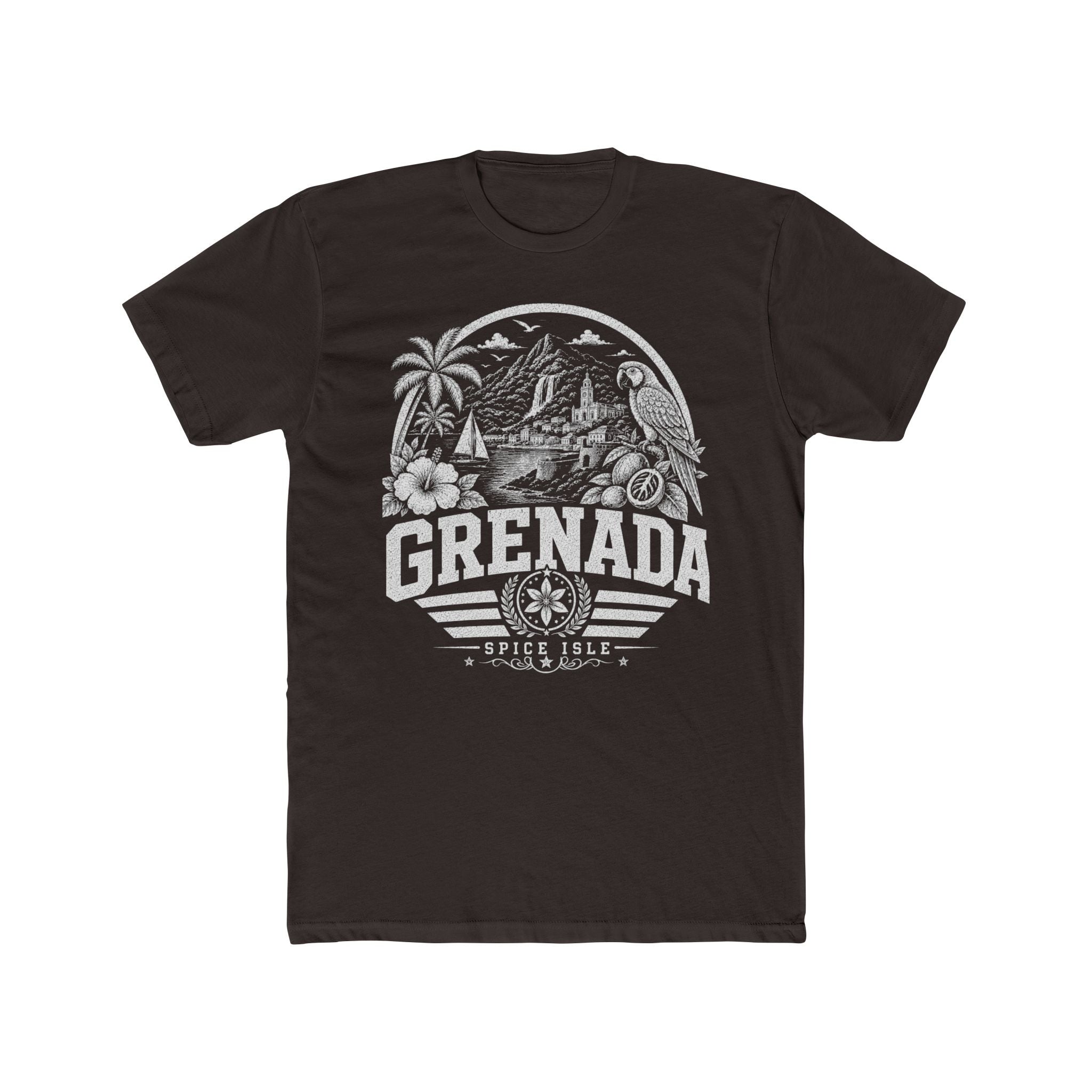 Grenada vintage landmarks men's tee — iconic landmark design | Nameshi Destinations (view 1)