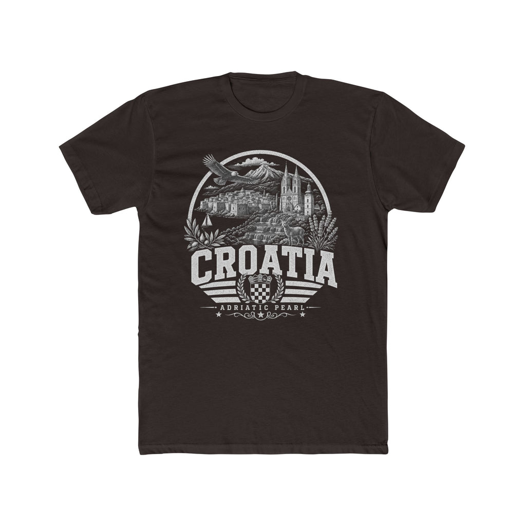Croatia vintage landmarks men's tee — iconic landmark design | Nameshi Destinations (view 1)