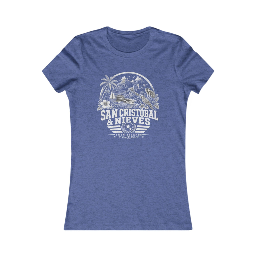San Cristóbal y Nieves vintage landmarks women's tee — iconic landmark design | Nameshi Destinations (view 7)