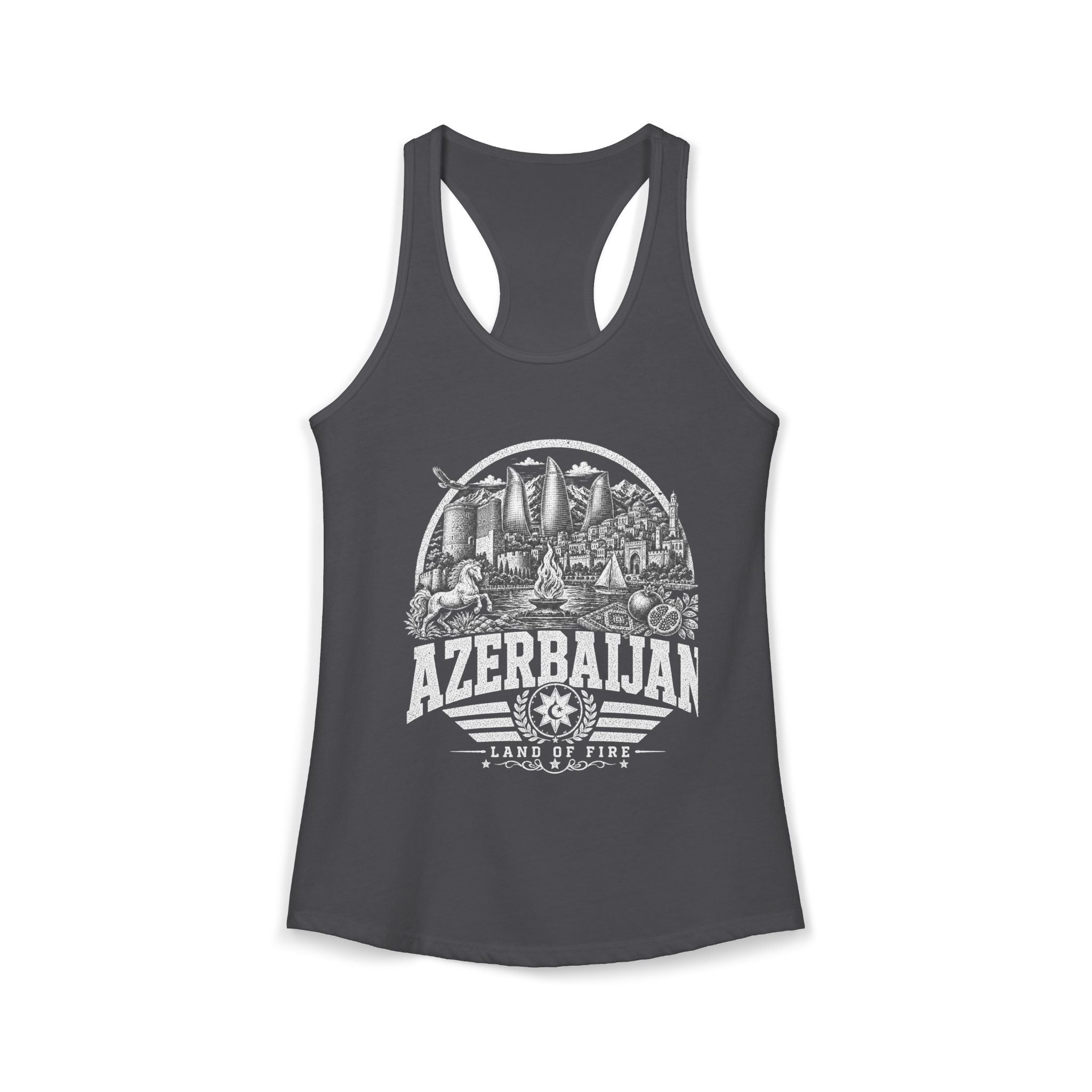 Azerbaijan vintage landmarks tank top — iconic landmark design | Nameshi Destinations (view 12)