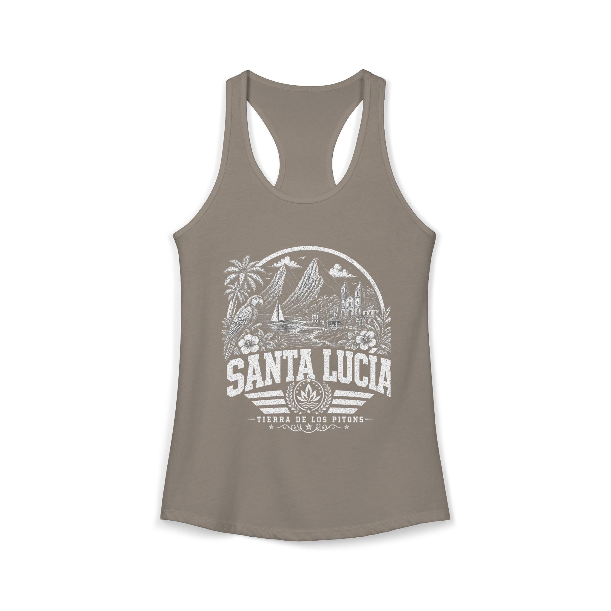 Santa Lucía vintage landmarks tank top — iconic landmark design | Nameshi Destinations (view 4)