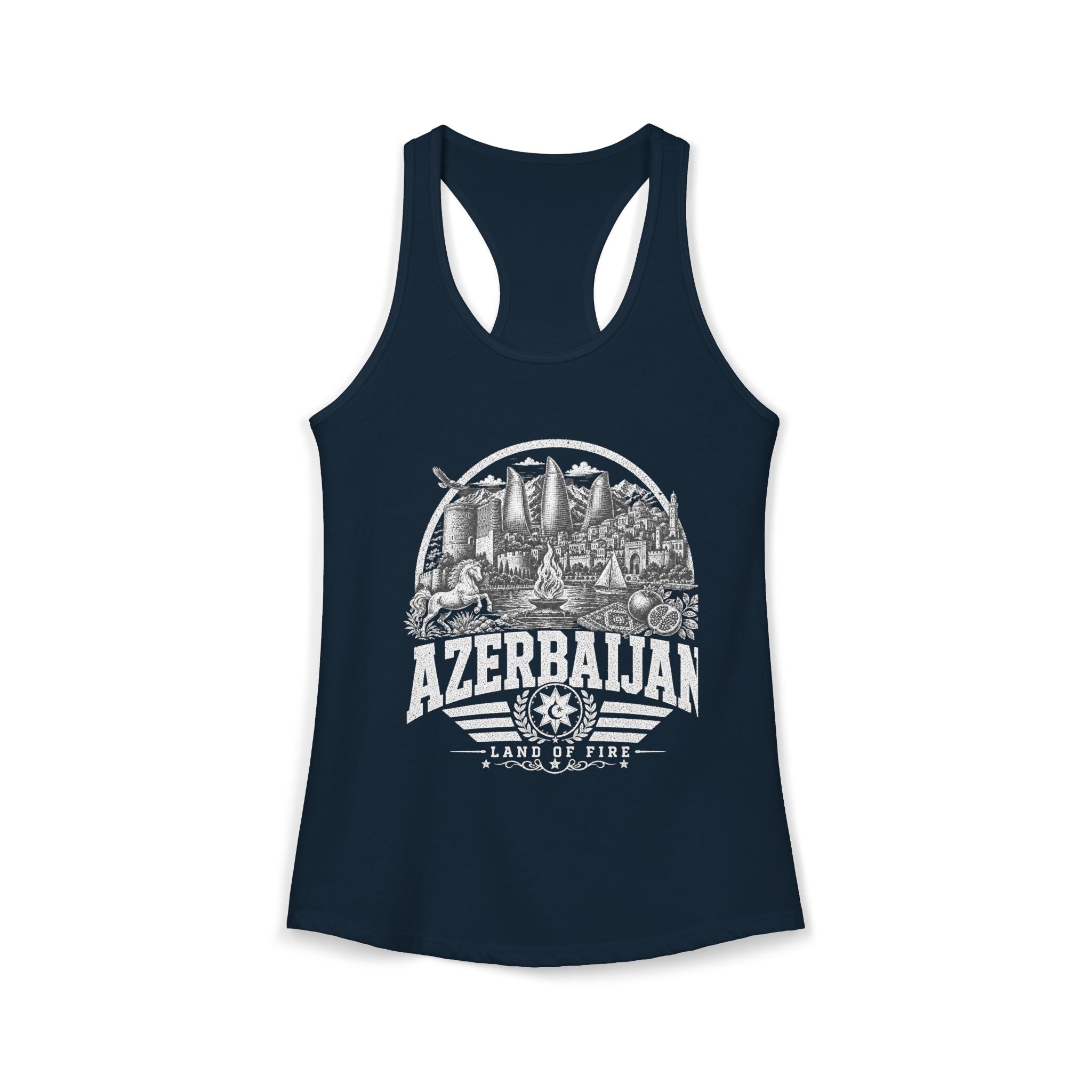 Azerbaijan vintage landmarks tank top — iconic landmark design | Nameshi Destinations (view 11)