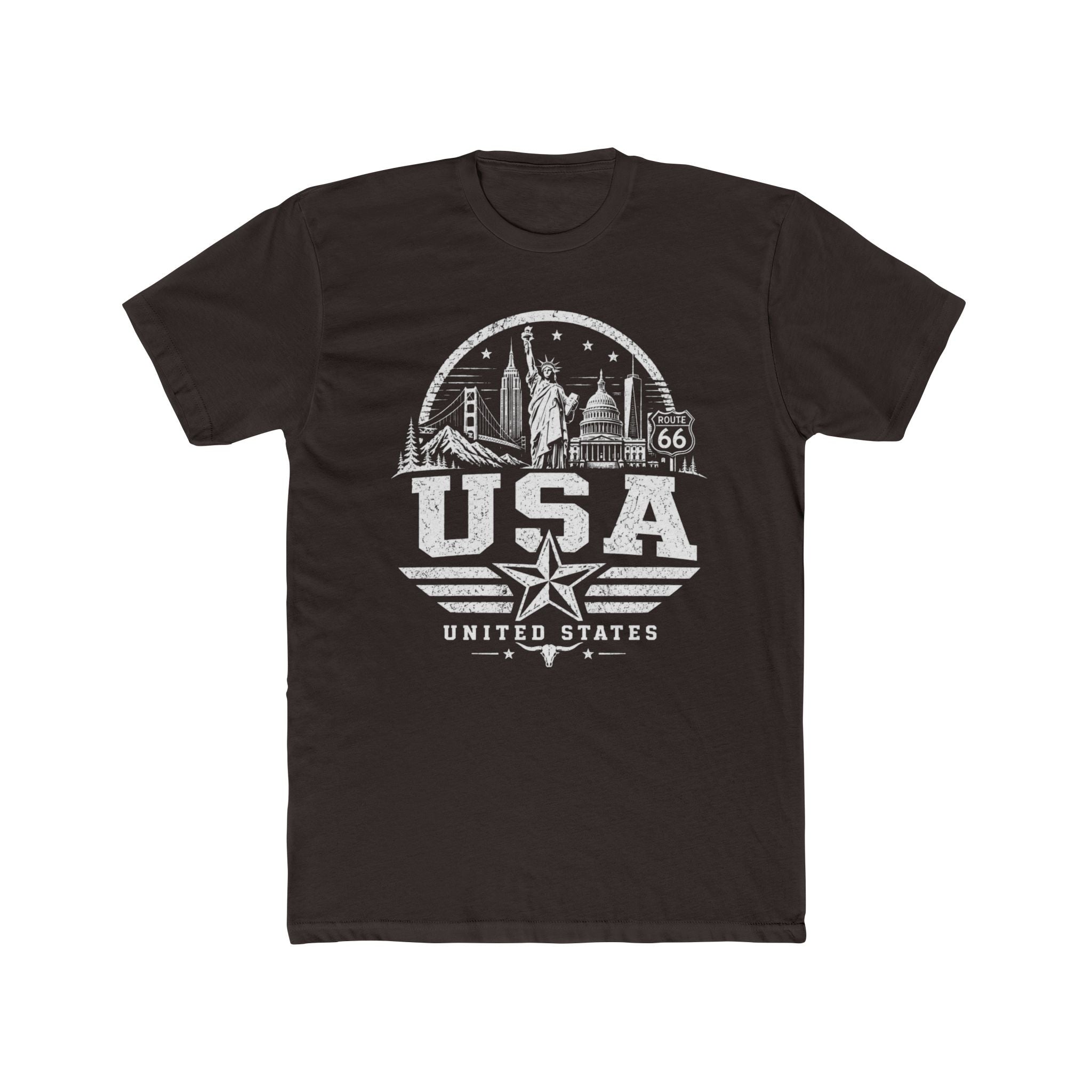 USA vintage landmarks men's tee — iconic landmark design | Nameshi Destinations (view 1)