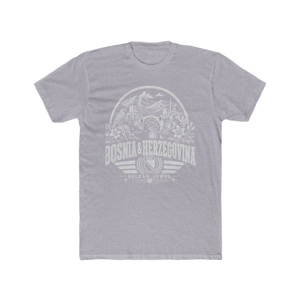 Bosnia y Herzegovina vintage landmarks men's tee — iconic landmark design | Nameshi Destinations (view 3)
