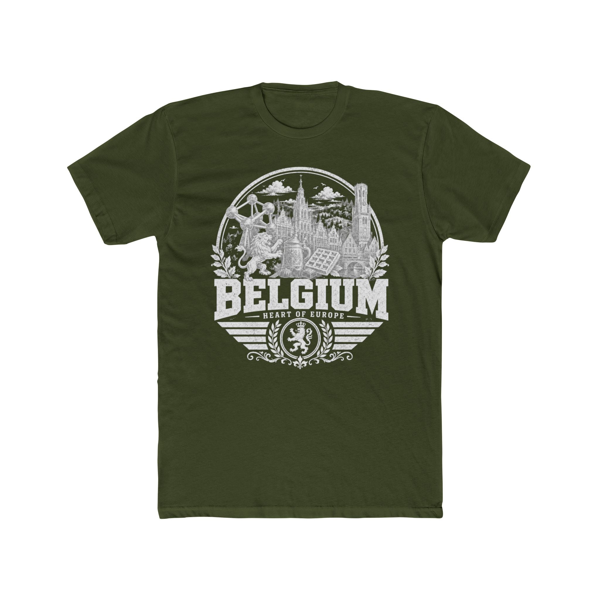 Belgium vintage landmarks men's tee — iconic landmark design | Nameshi Destinations (view 4)