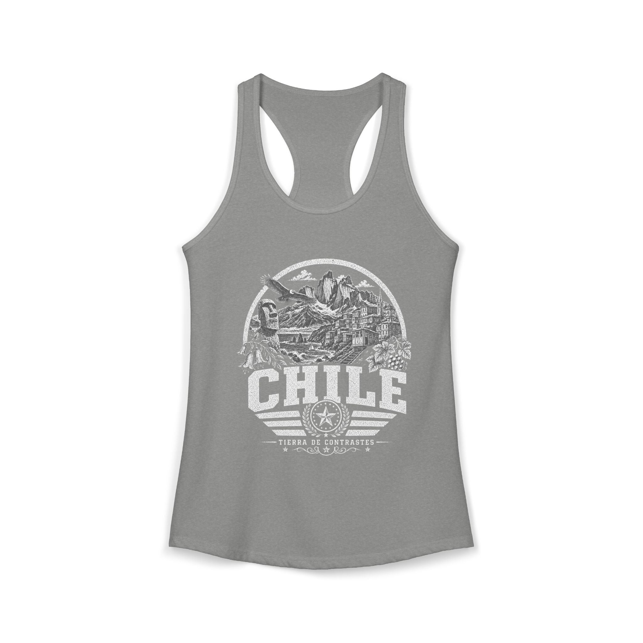 Chile vintage landmarks tank top — iconic landmark design | Nameshi Destinations (view 3)