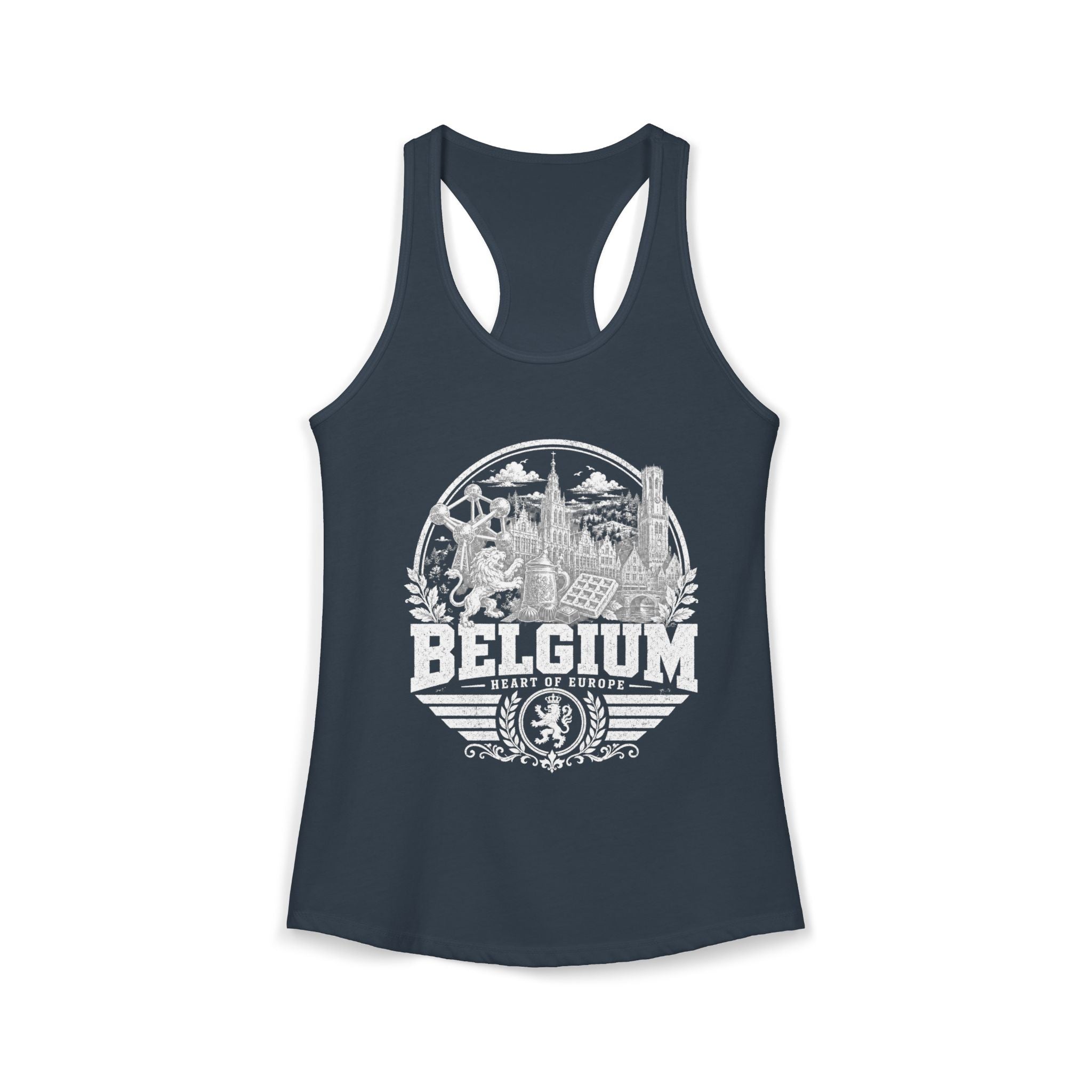 Belgium vintage landmarks tank top — iconic landmark design | Nameshi Destinations (view 9)
