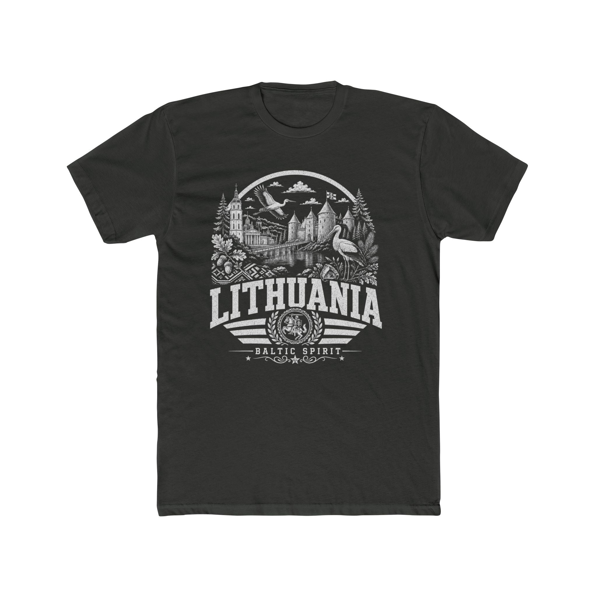 Lithuania vintage landmarks men's tee — iconic landmark design | Nameshi Destinations (view 5)