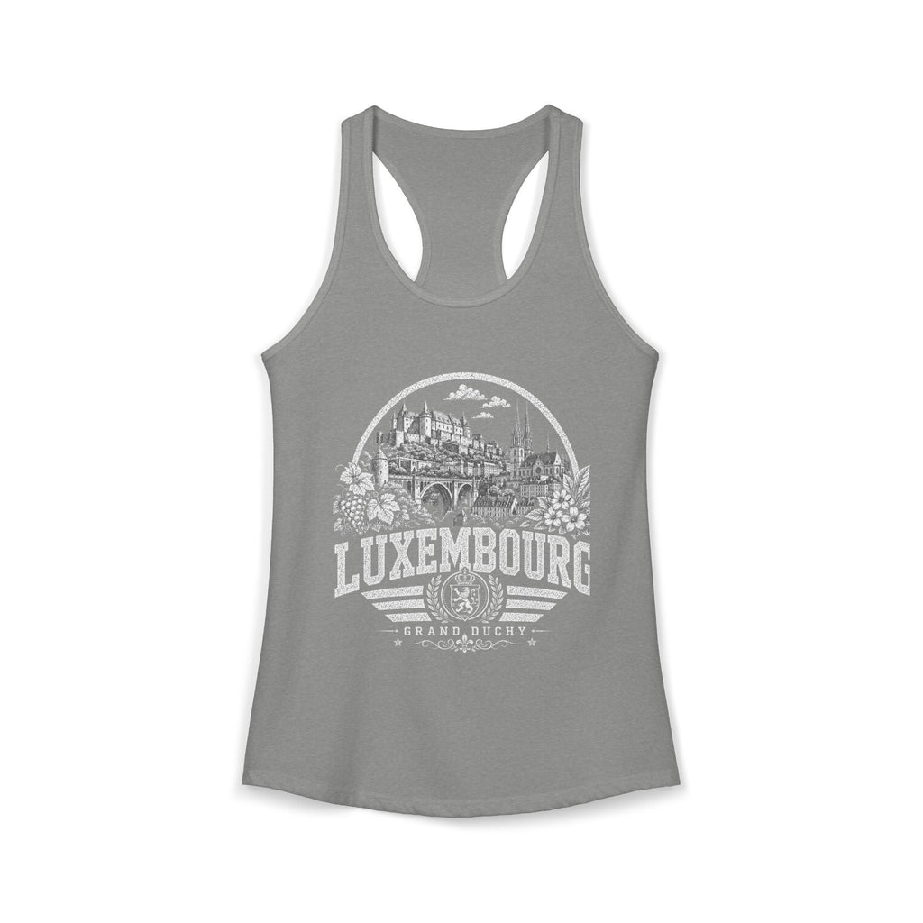 Luxembourg vintage landmarks tank top — iconic landmark design | Nameshi Destinations (view 3)
