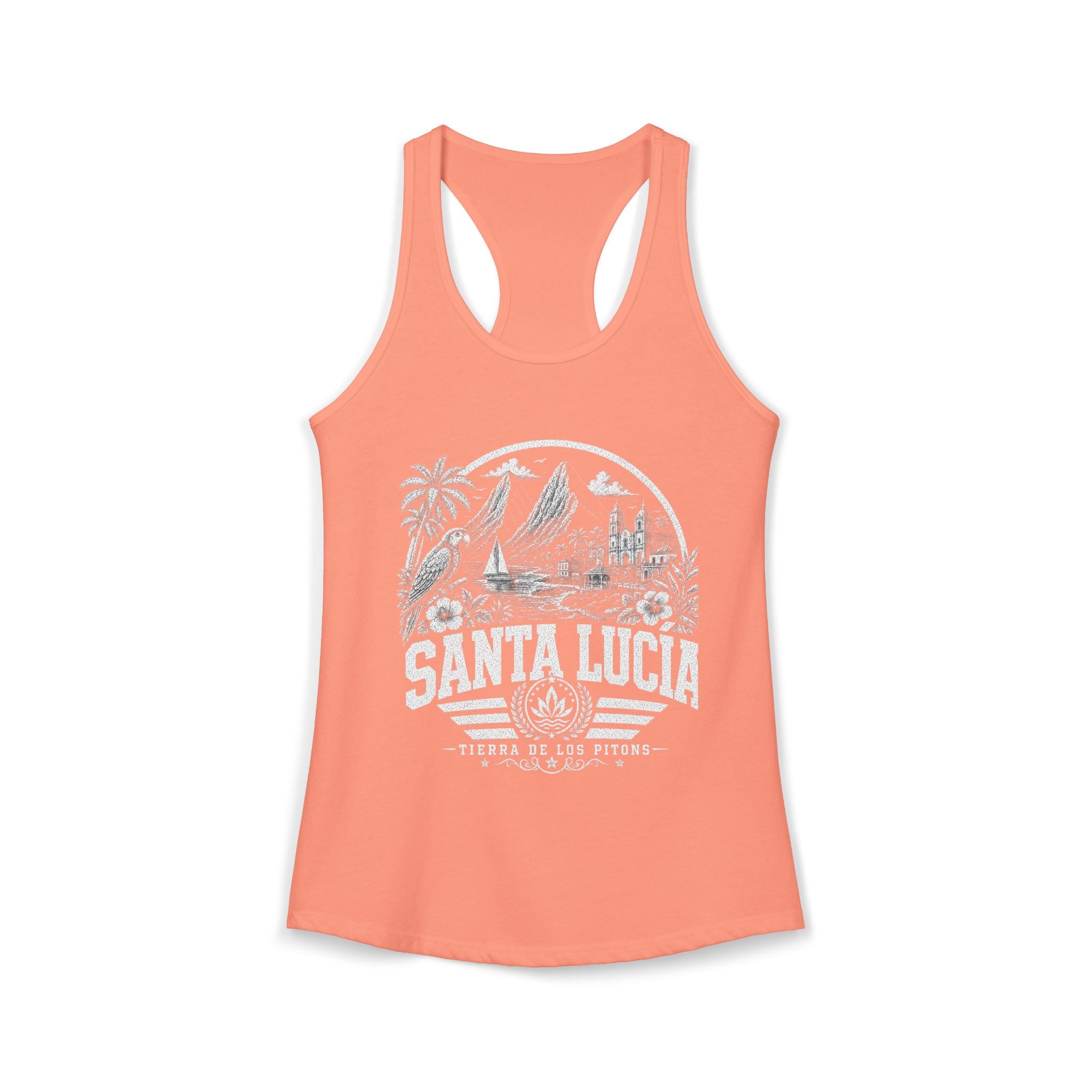 Santa Lucía vintage landmarks tank top — iconic landmark design | Nameshi Destinations (view 1)