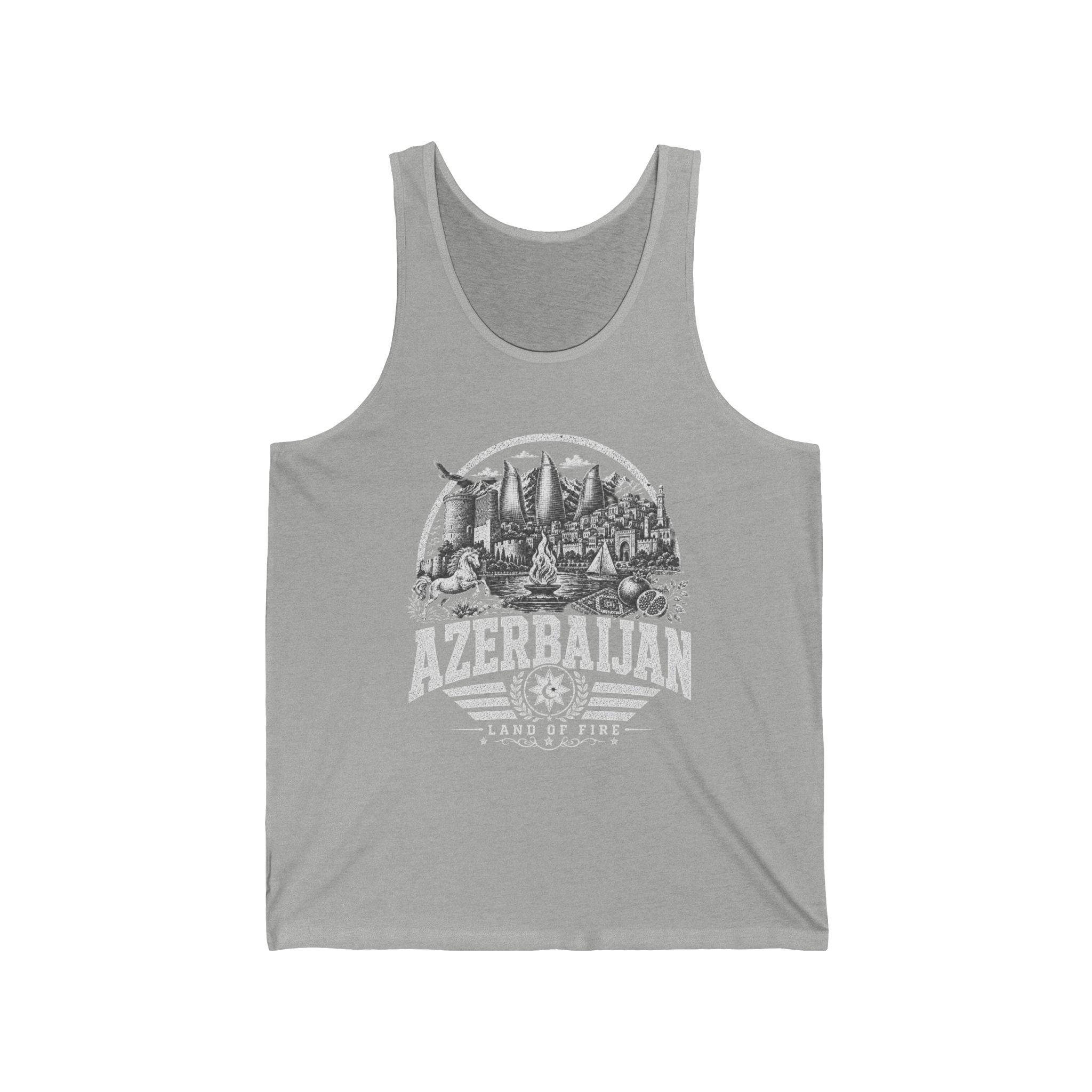 Azerbaijan vintage landmarks men's tee — iconic landmark design | Nameshi Destinations (view 5)