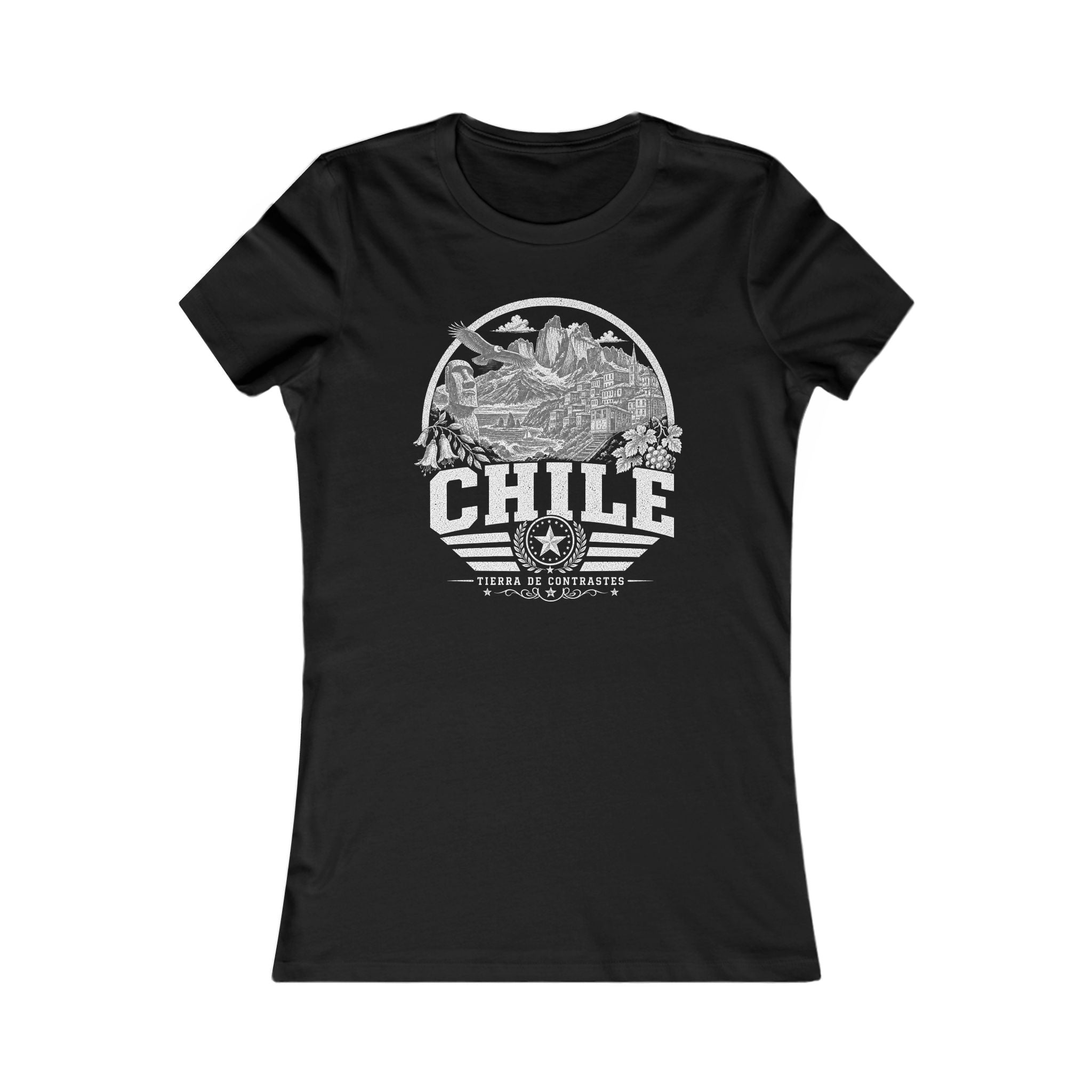 Chile vintage landmarks women's tee — iconic landmark design | Nameshi Destinations (view 1)