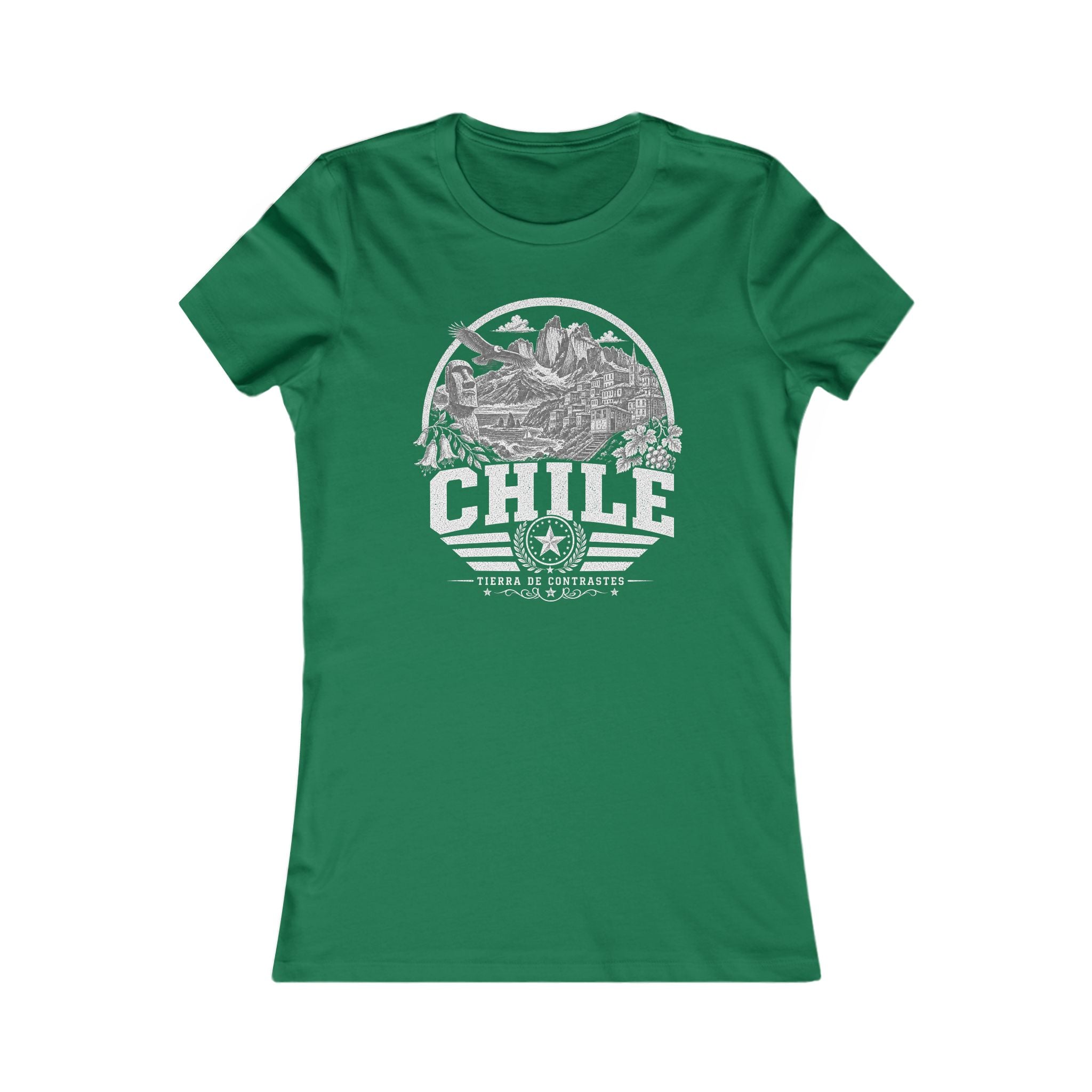 Chile vintage landmarks women's tee — iconic landmark design | Nameshi Destinations (view 2)