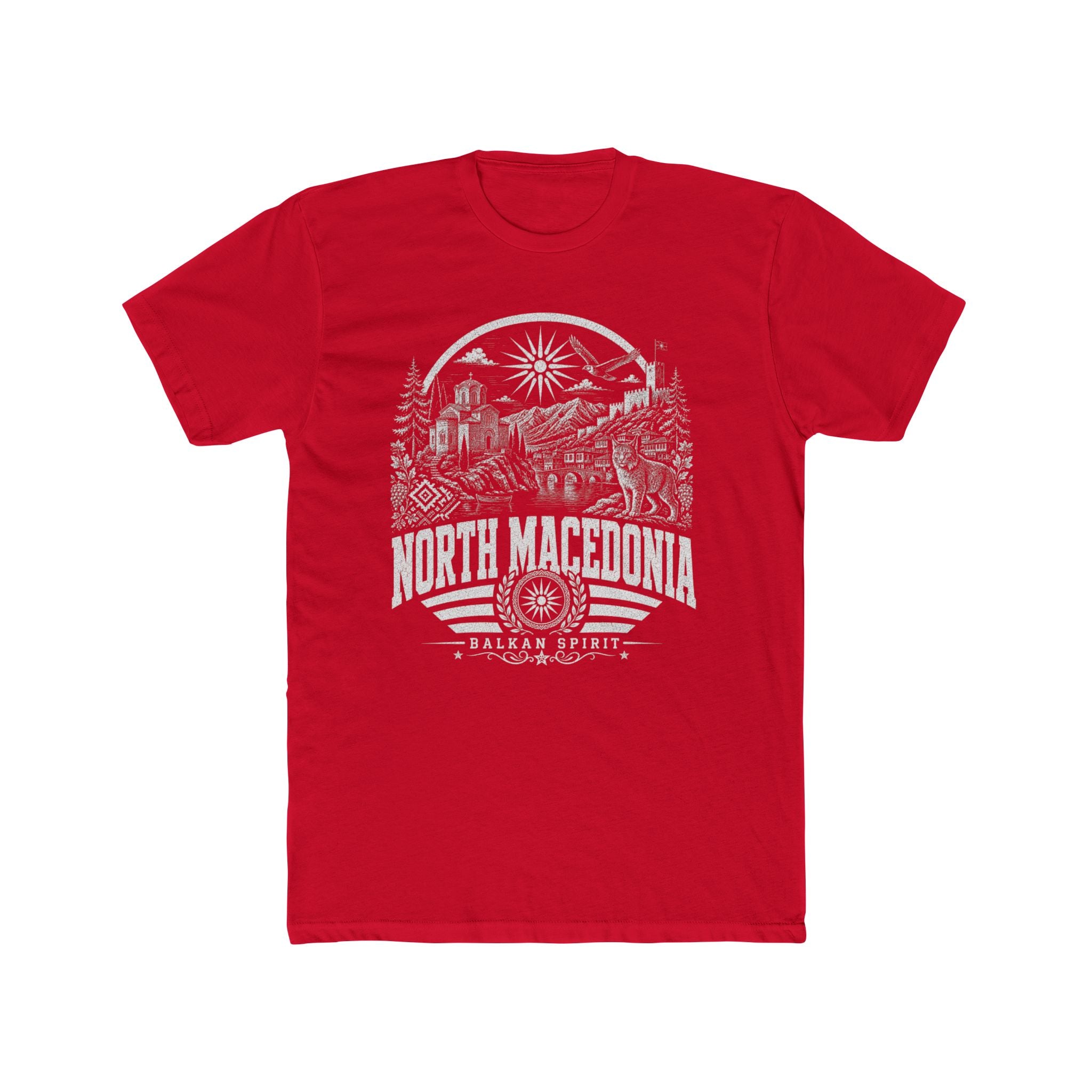 North Macedonia vintage landmarks men's tee — iconic landmark design | Nameshi Destinations (view 15)
