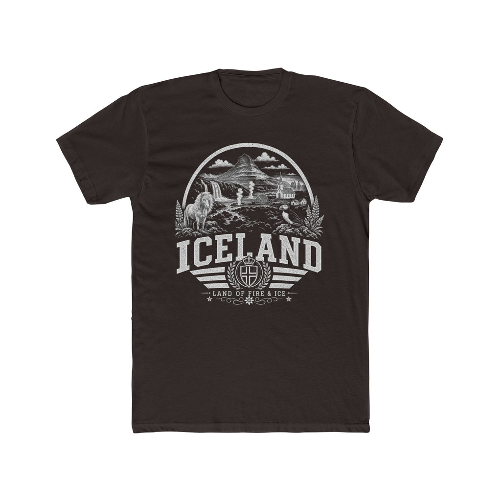 Iceland vintage landmarks men's tee — iconic landmark design | Nameshi Destinations (view 1)