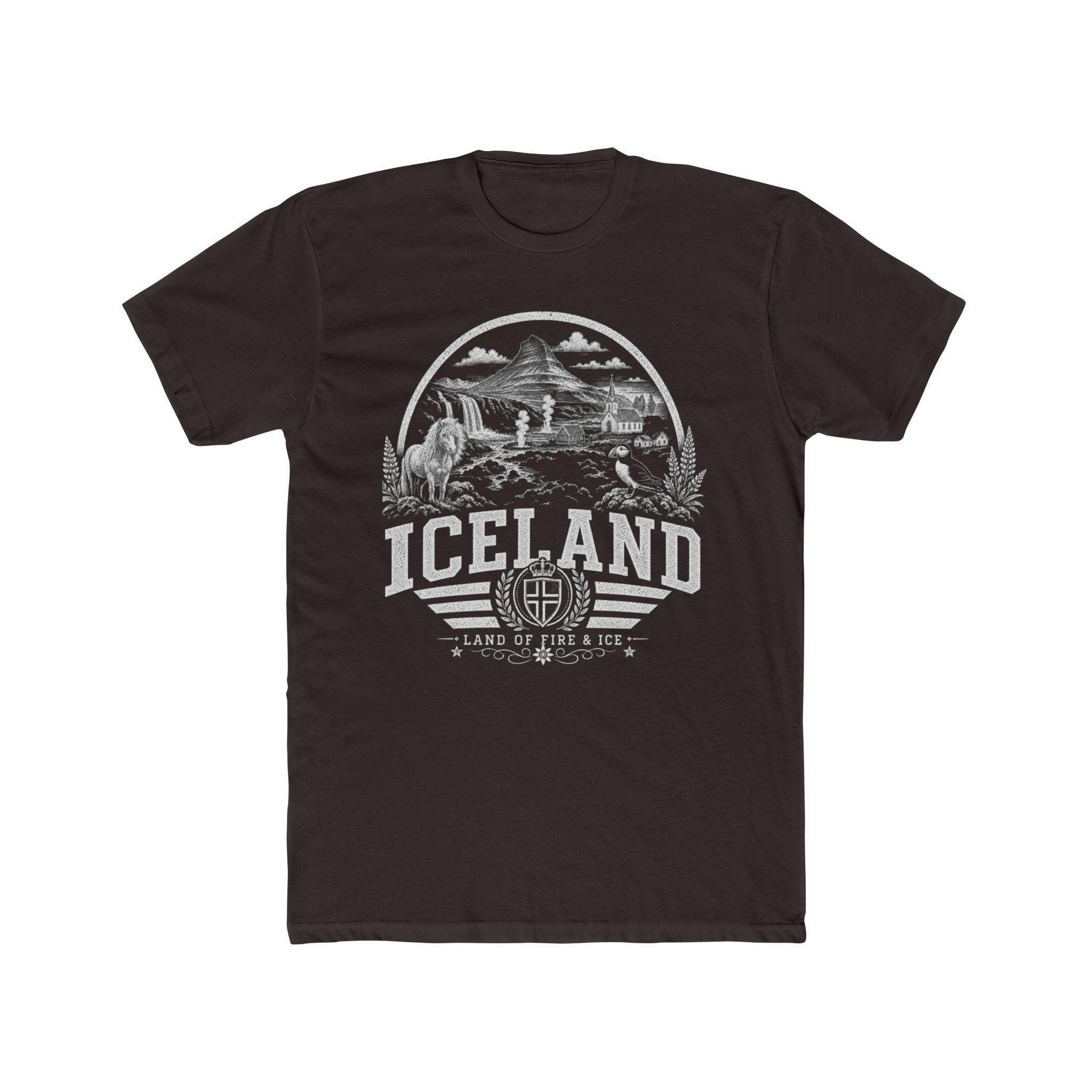 Iceland vintage landmarks men's tee — iconic landmark design | Nameshi Destinations (view 1)