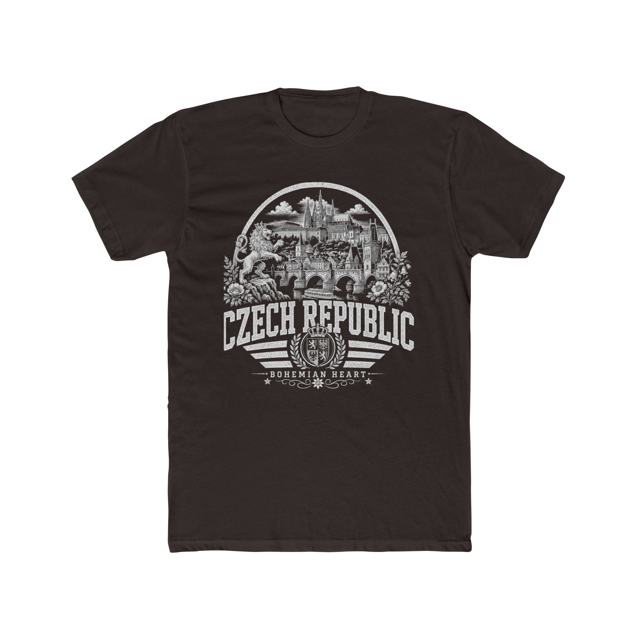 Czech Republic vintage landmarks men's tee — iconic landmark design | Nameshi Destinations (view 1)