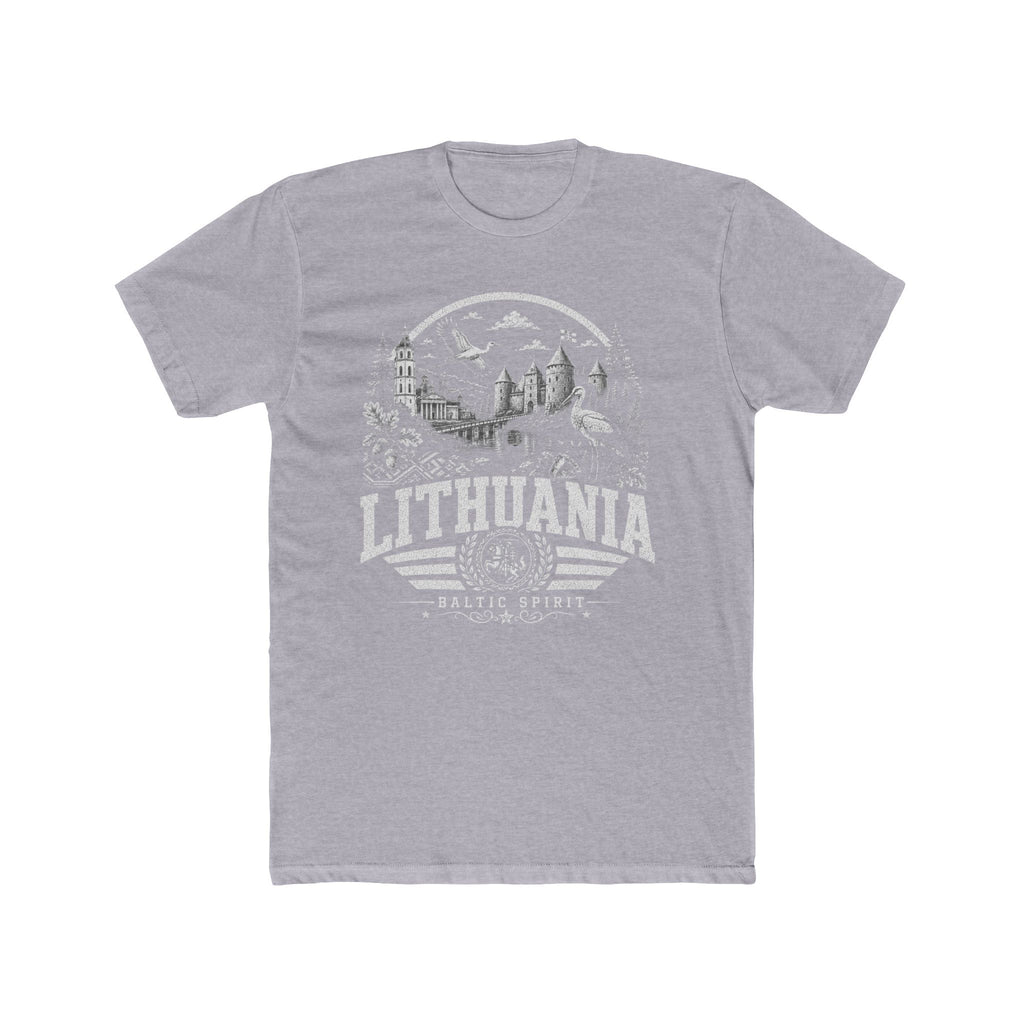 Lithuania vintage landmarks men's tee — iconic landmark design | Nameshi Destinations (view 3)