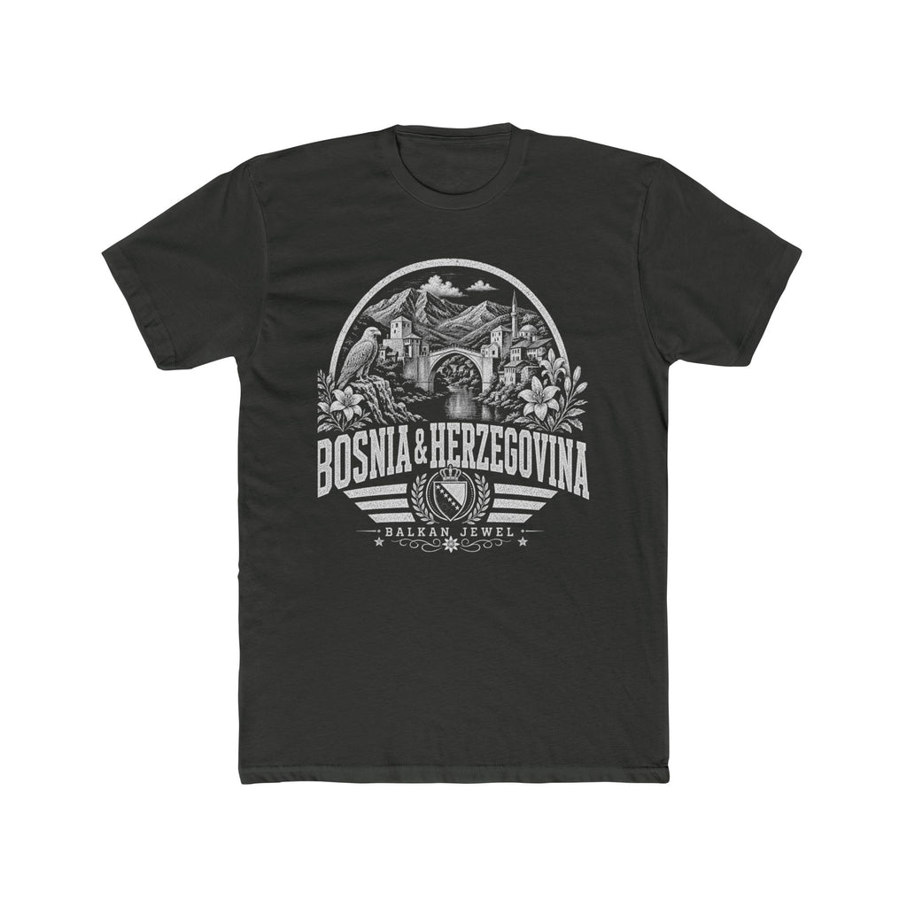 Bosnia y Herzegovina vintage landmarks men's tee — iconic landmark design | Nameshi Destinations (view 5)