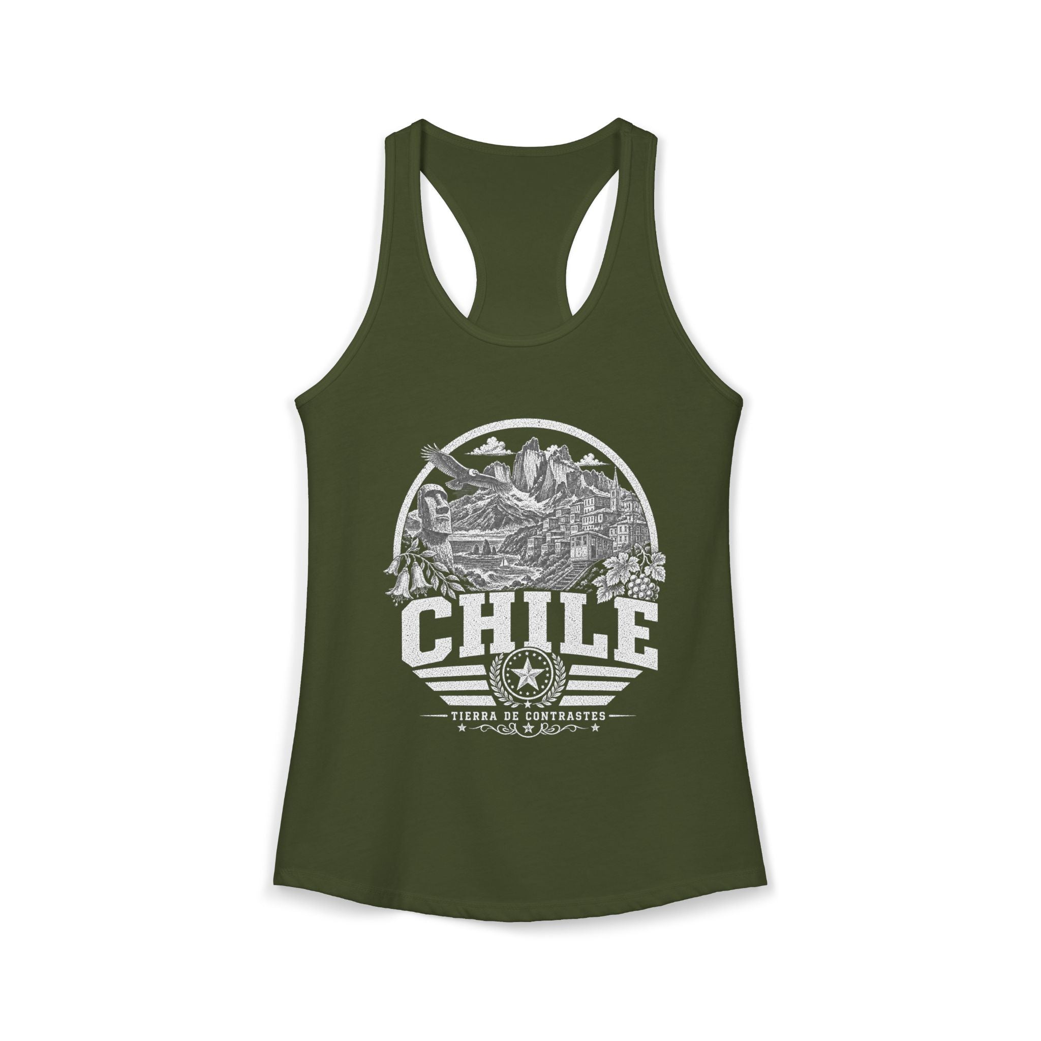 Chile vintage landmarks tank top — iconic landmark design | Nameshi Destinations (view 5)