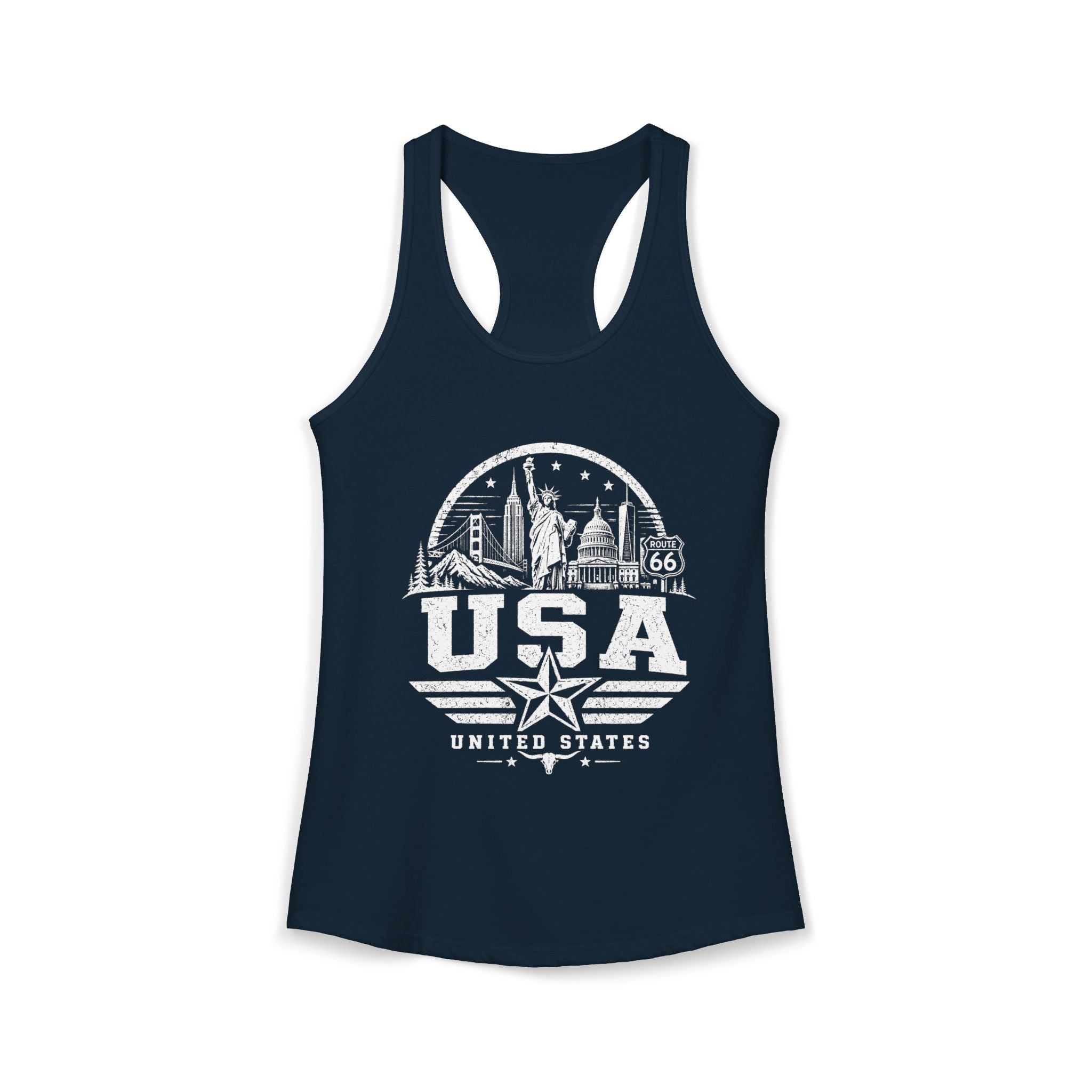 USA vintage landmarks tank top — iconic landmark design | Nameshi Destinations (view 9)