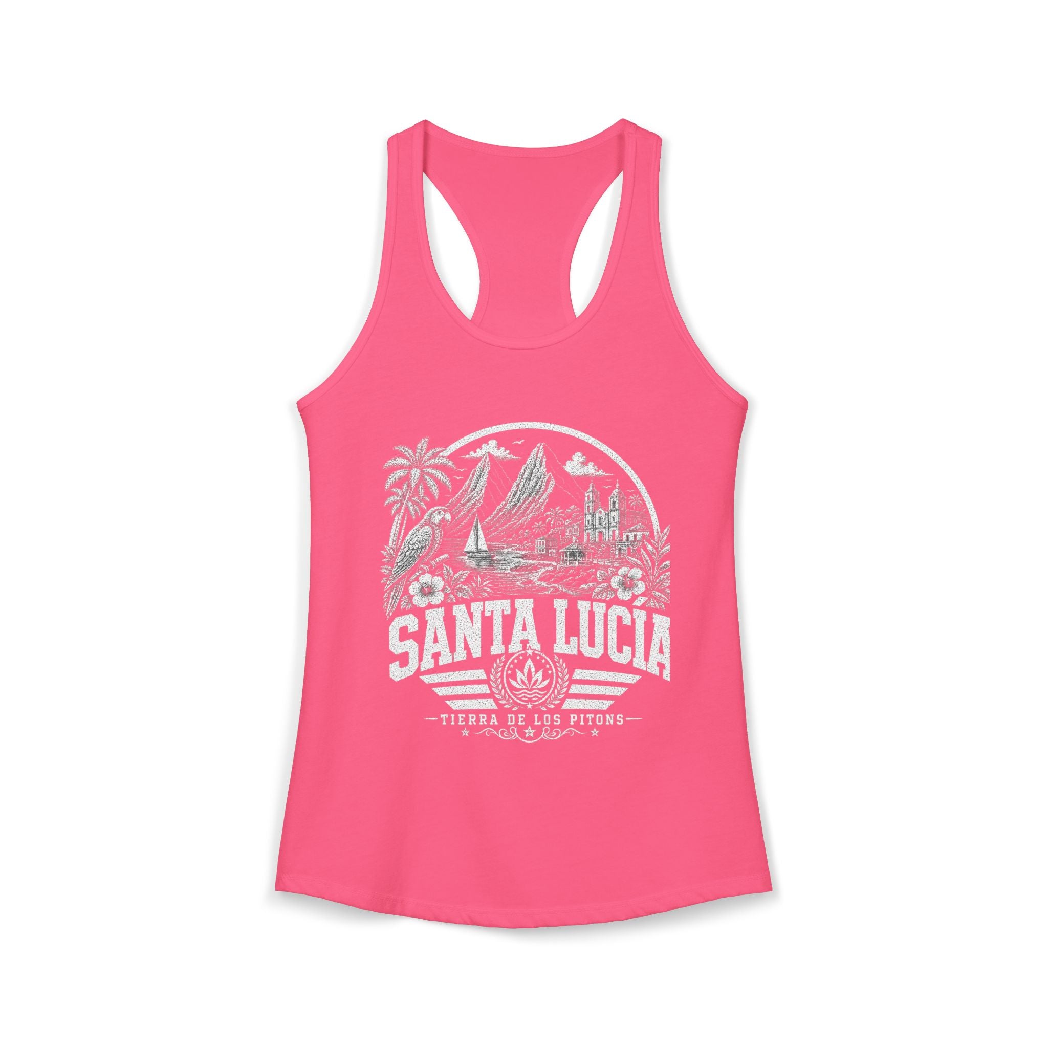 Santa Lucía vintage landmarks tank top — iconic landmark design | Nameshi Destinations (view 14)
