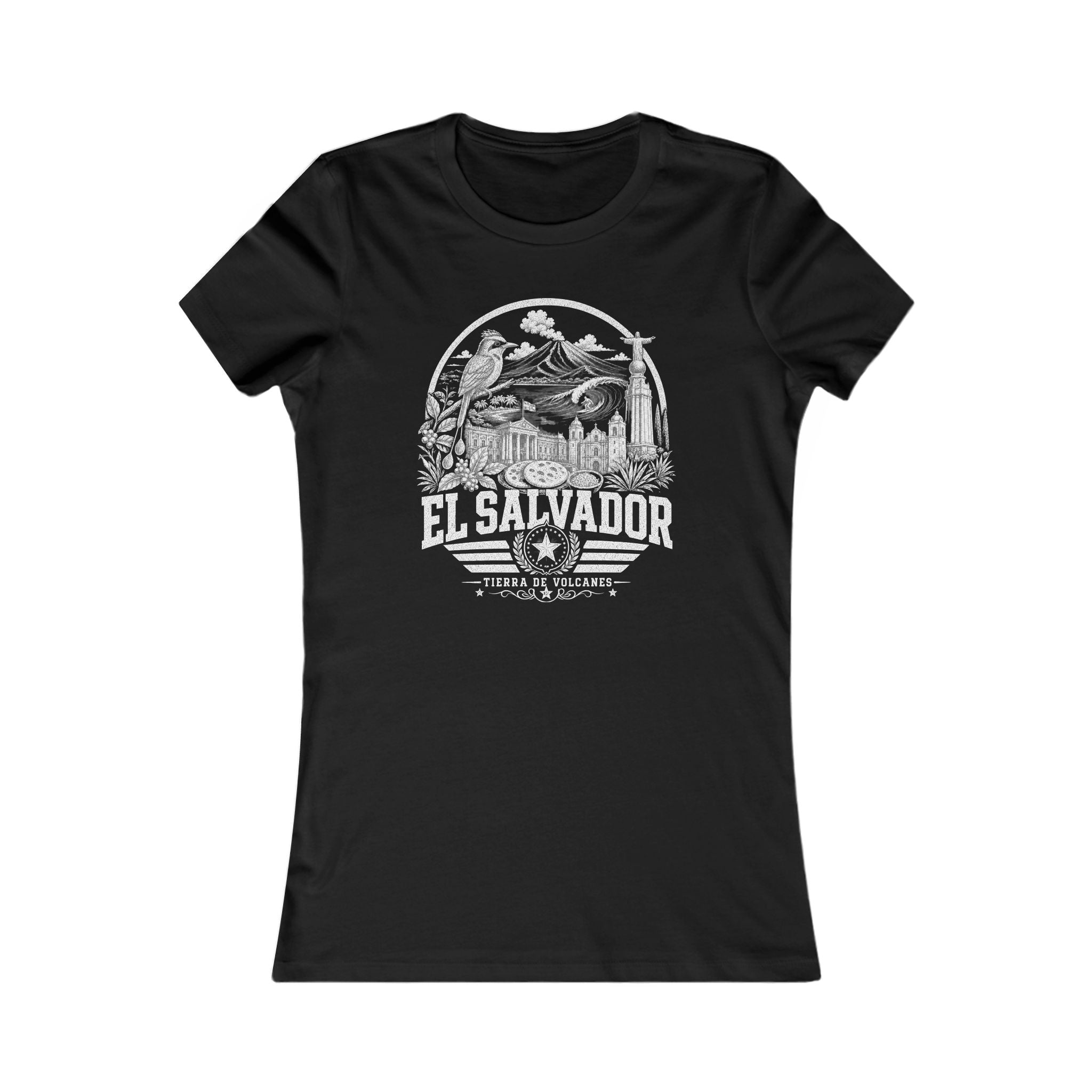 El Salvador vintage landmarks women's tee — iconic landmark design | Nameshi Destinations (view 1)