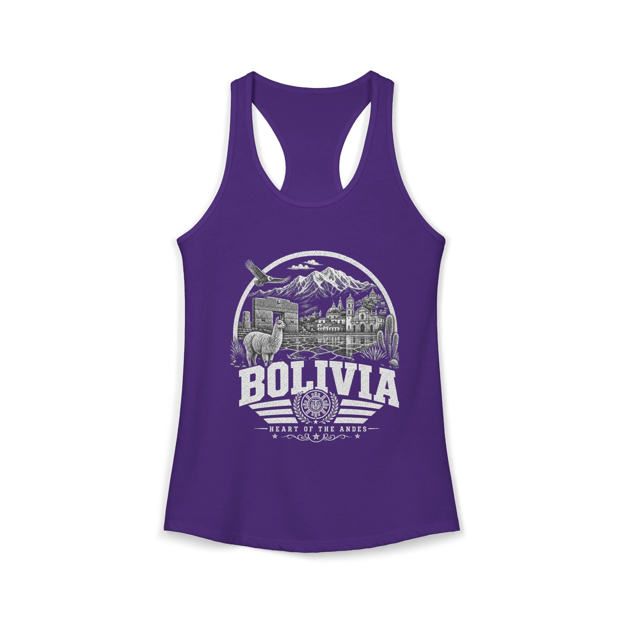 Bolivia vintage landmarks tank top — iconic landmark design | Nameshi Destinations (view 12)