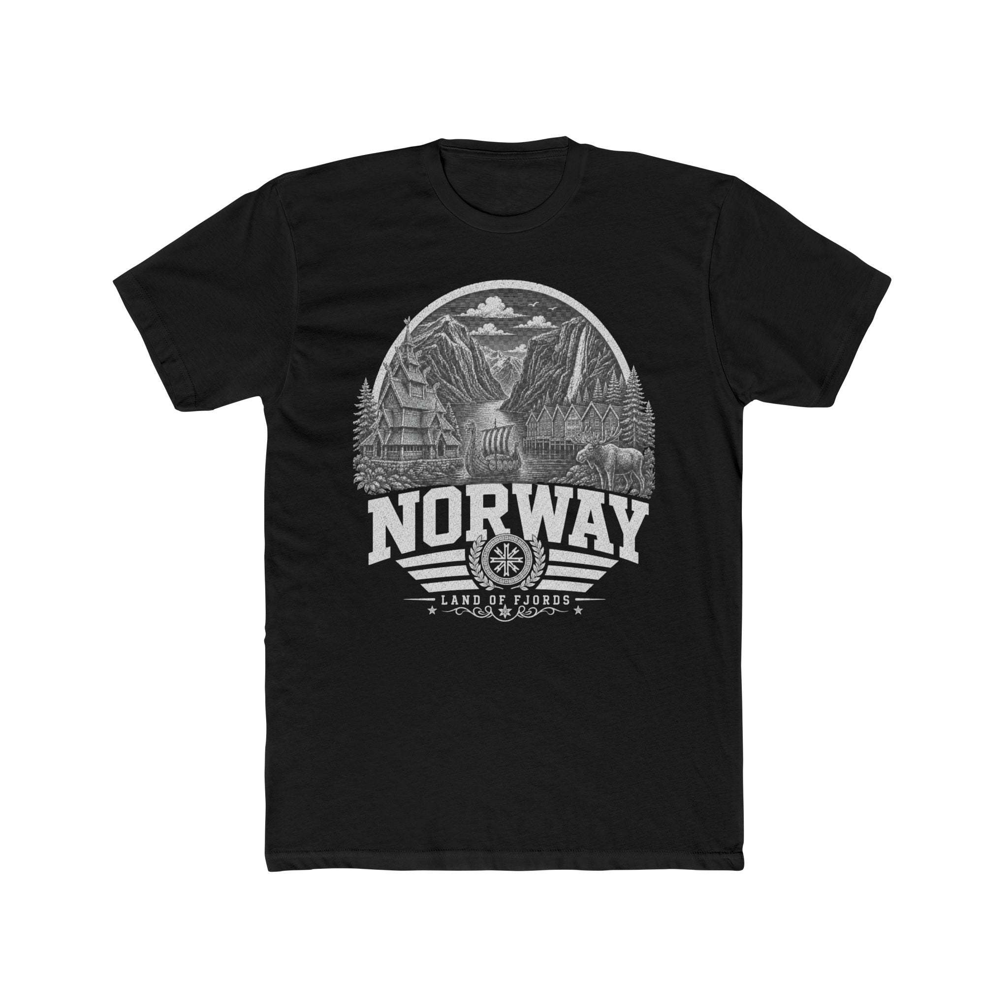 Norway vintage landmarks men's tee — iconic landmark design | Nameshi Destinations (view 2)