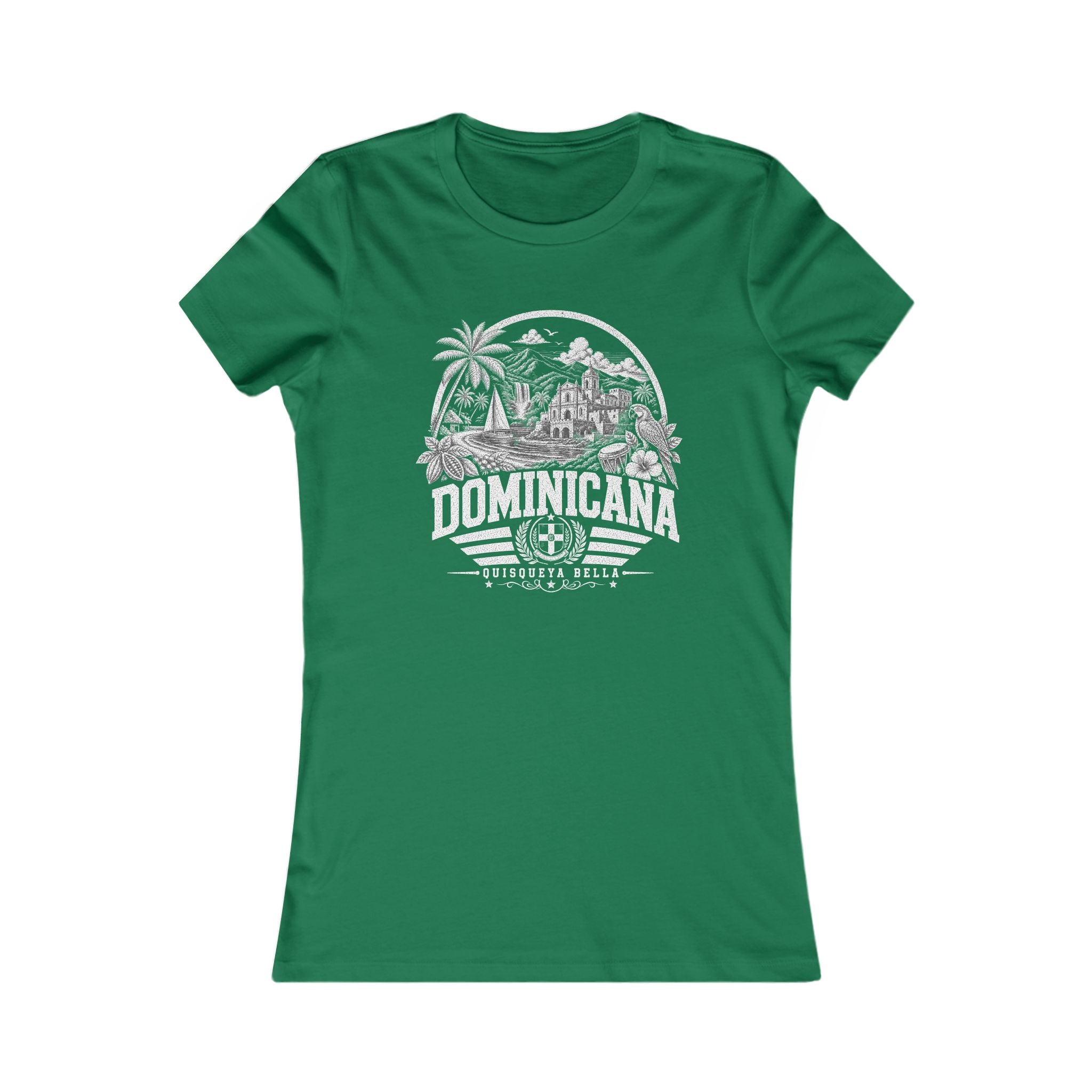 República Dominicana vintage landmarks women's tee — iconic landmark design | Nameshi Destinations (view 2)
