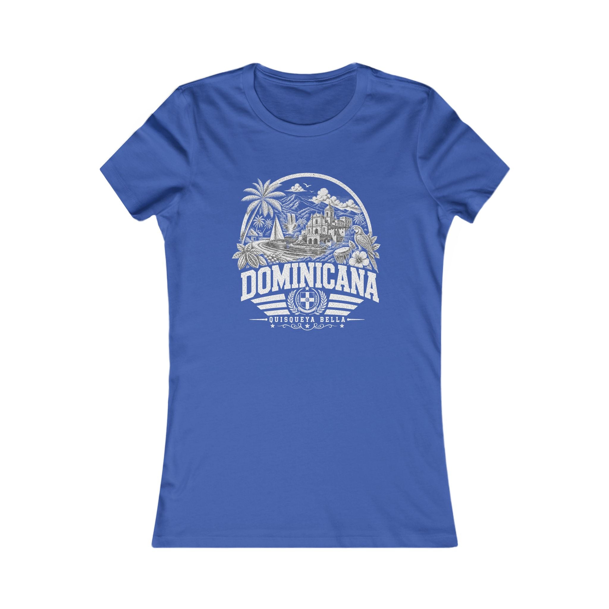 República Dominicana vintage landmarks women's tee — iconic landmark design | Nameshi Destinations (view 3)