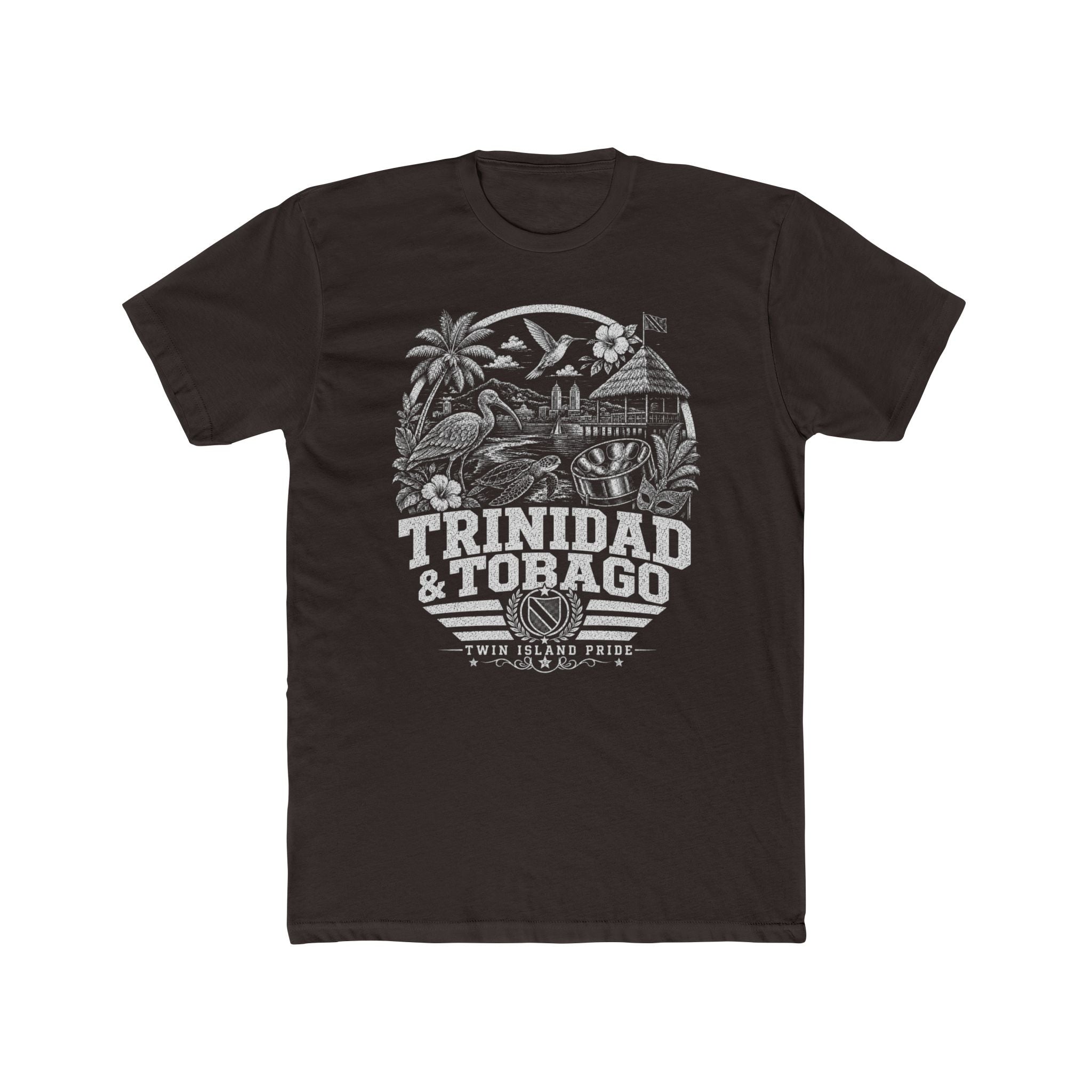 Trinidad y Tobago vintage landmarks men's tee — iconic landmark design | Nameshi Destinations (view 1)