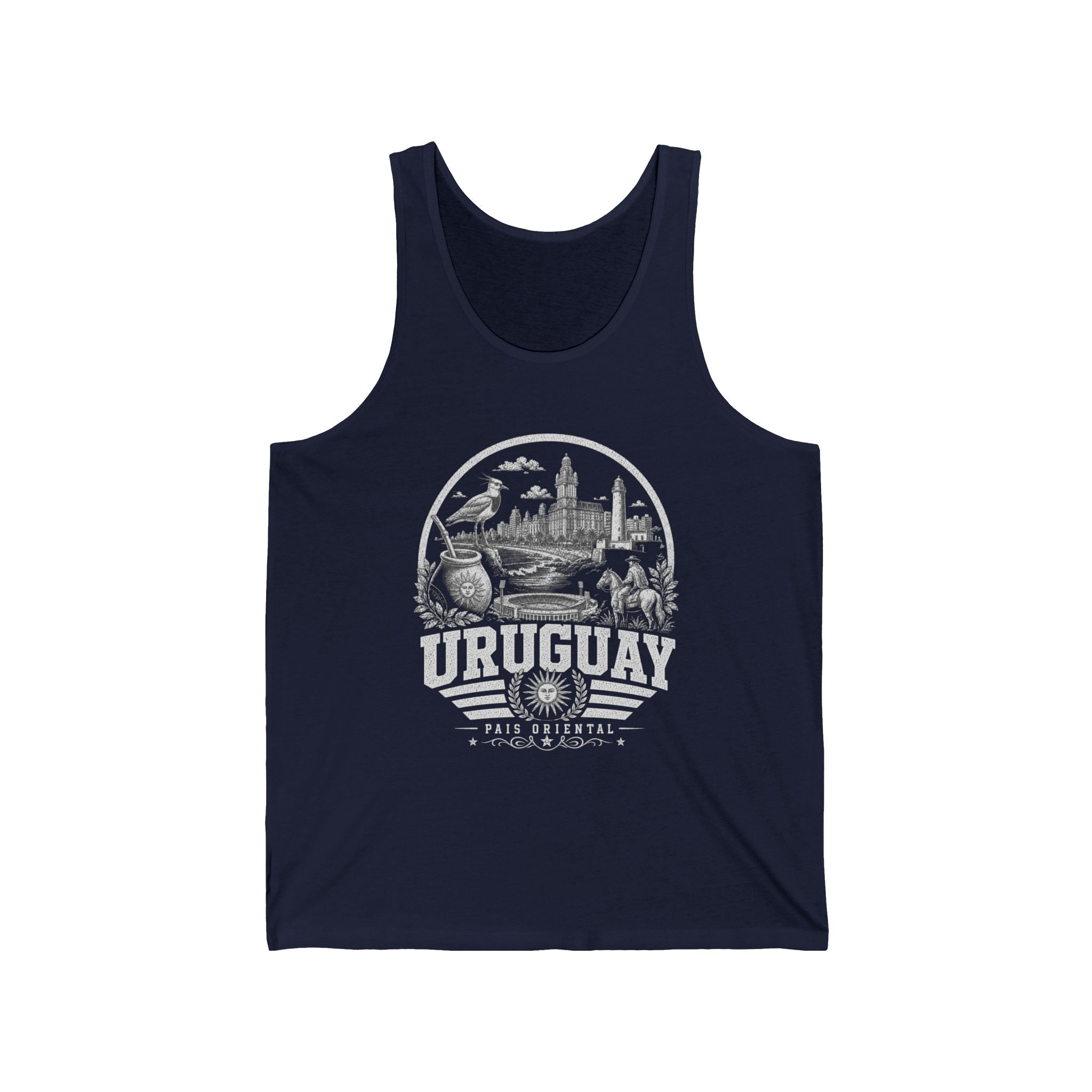 Uruguay vintage landmarks men's tee — iconic landmark design | Nameshi Destinations (view 4)