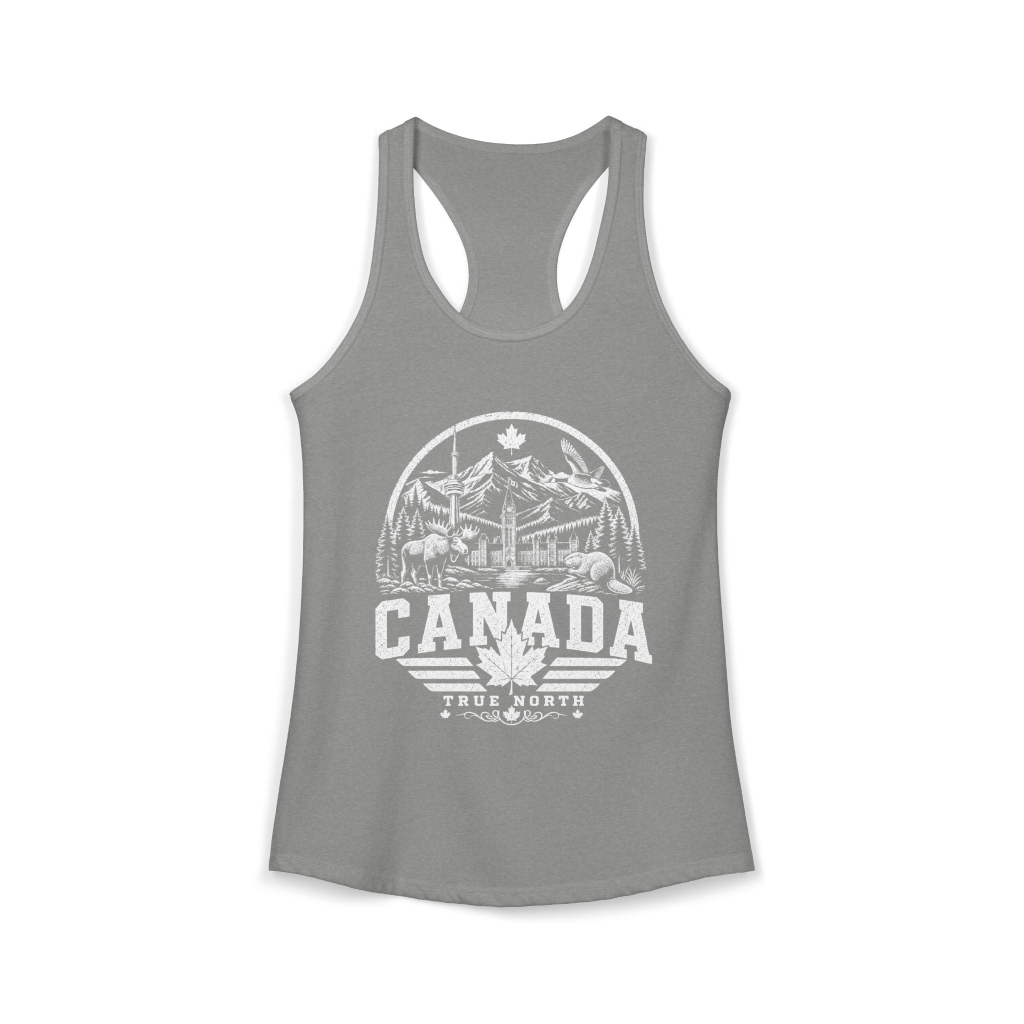 Canada vintage landmarks tank top — iconic landmark design | Nameshi Destinations (view 4)