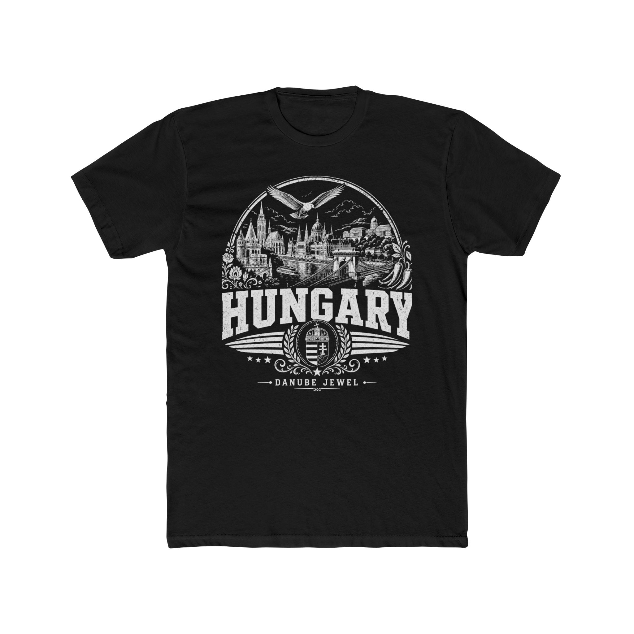 Hungary vintage landmarks men's tee — iconic landmark design | Nameshi Destinations (view 2)