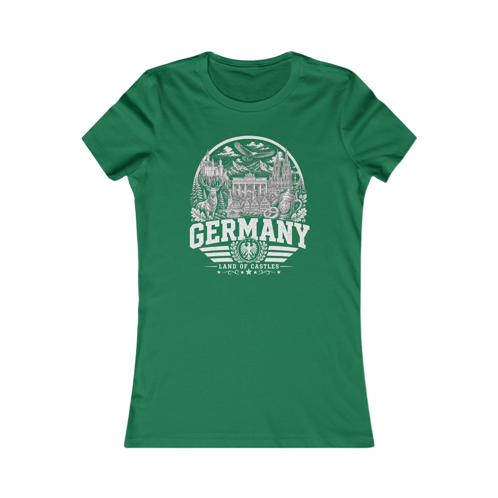 Germany vintage landmarks women's tee — iconic landmark design | Nameshi Destinations (view 5)