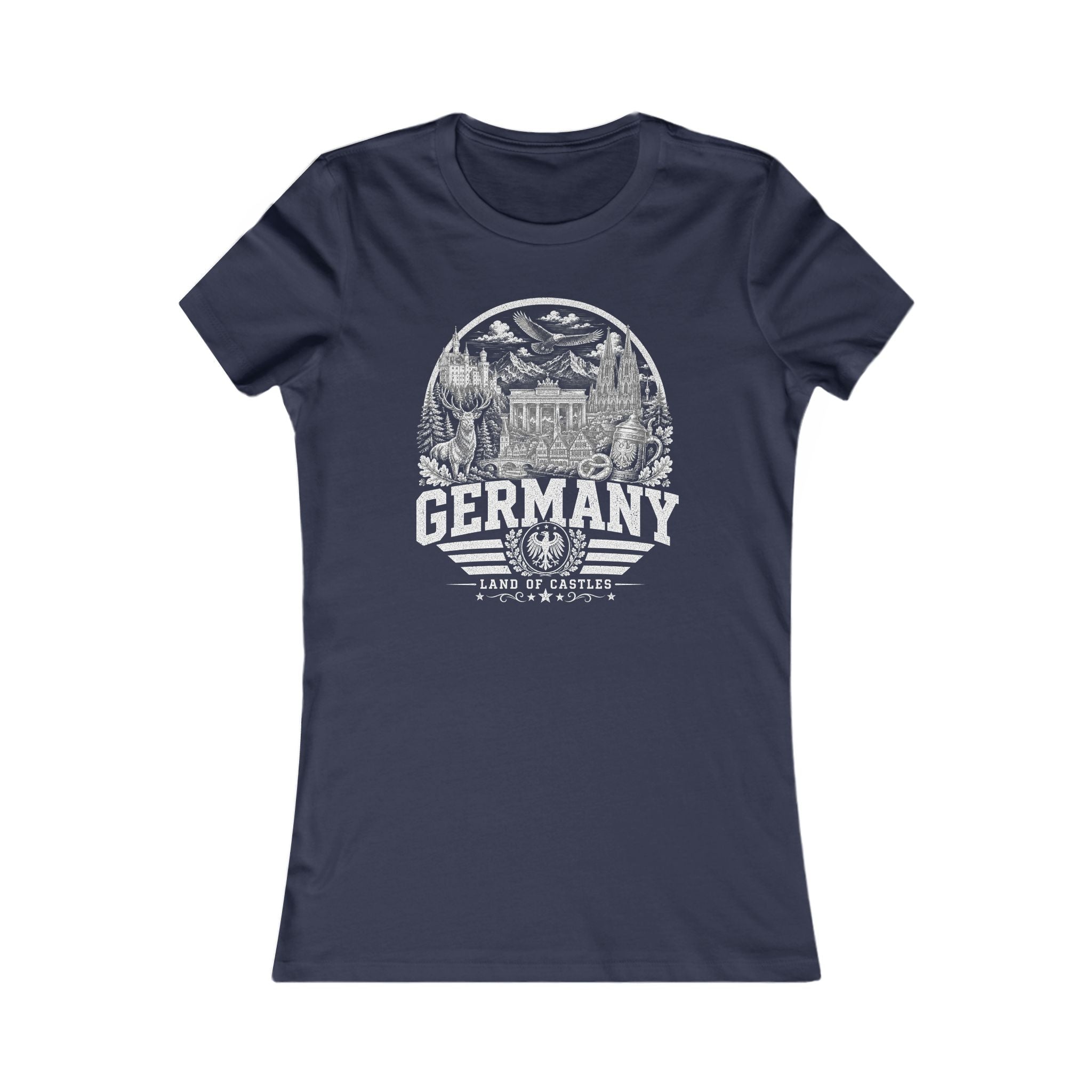 Germany vintage landmarks women's tee — iconic landmark design | Nameshi Destinations (view 8)